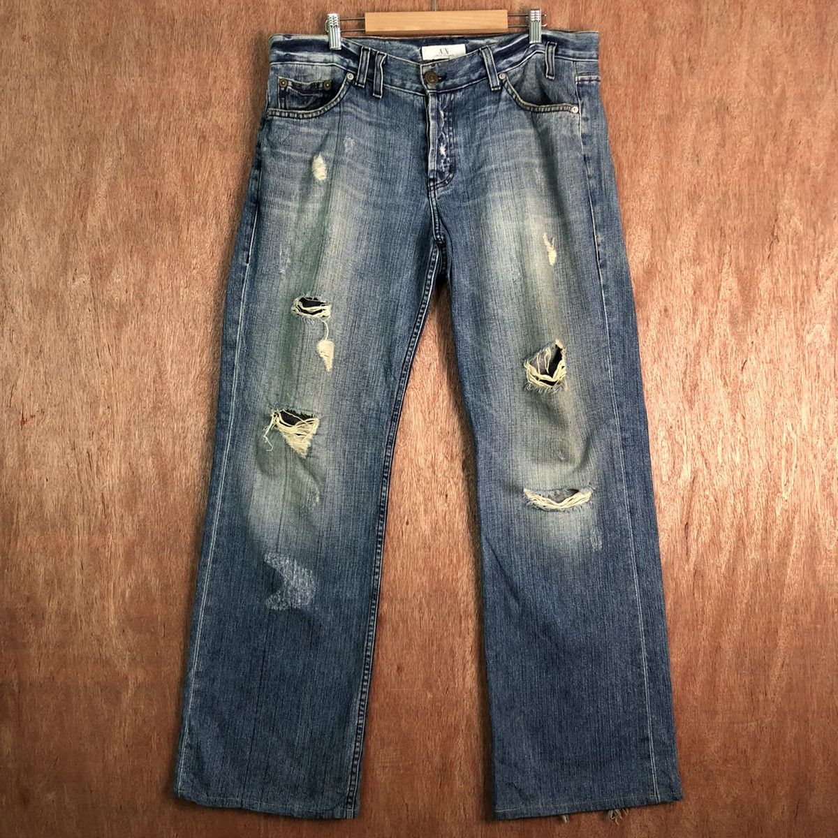 DL Armani Exchange Distressed Blue Denim Pants #c277