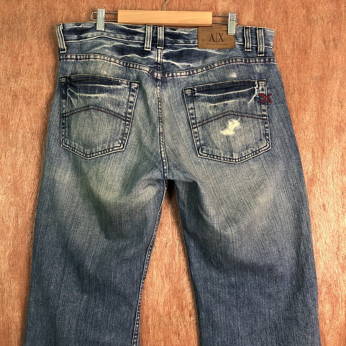Armani Exchange DL Armani Exchange Distressed Blue Denim Pants #c277 Size US 34 / EU 50 - 10 Thumbnail