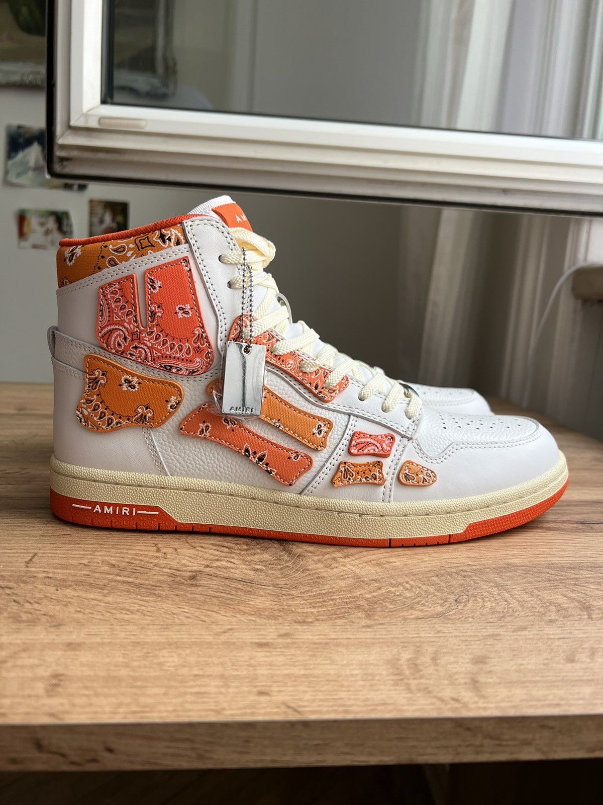 Amiri SKEL-TOP BANDANA-PRINT CANVAS AND LEATHER HIGH-TOP SNEAKERS Size US 10 / EU 43 - 7 Thumbnail