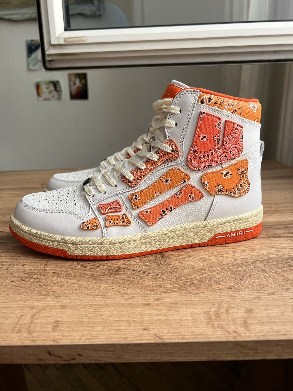 Amiri SKEL-TOP BANDANA-PRINT CANVAS AND LEATHER HIGH-TOP SNEAKERS Size US 10 / EU 43 - 5 Thumbnail