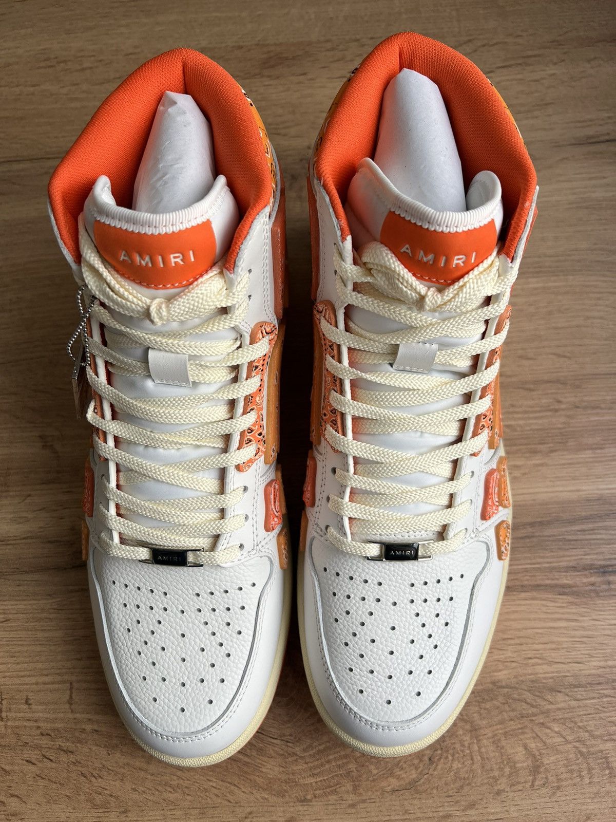 Amiri SKEL-TOP BANDANA-PRINT CANVAS AND LEATHER HIGH-TOP SNEAKERS Size US 10 / EU 43 - 4 Thumbnail