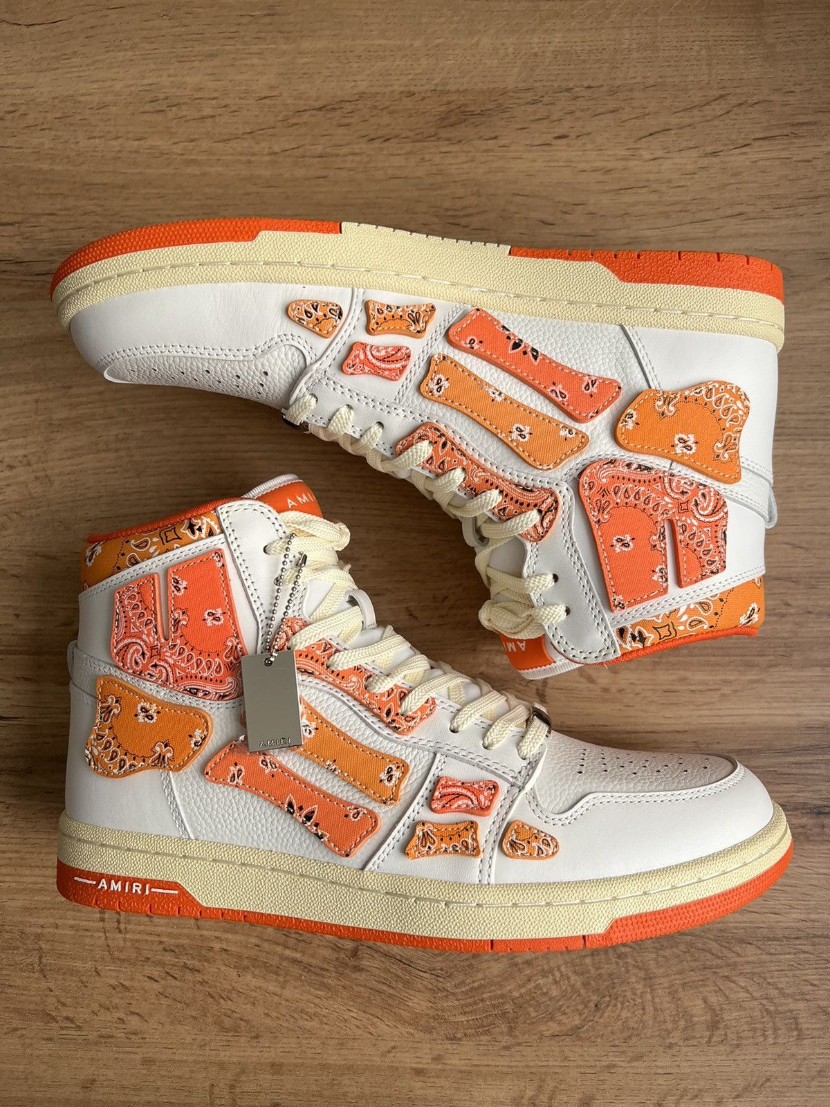 Amiri SKEL-TOP BANDANA-PRINT CANVAS AND LEATHER HIGH-TOP SNEAKERS Size US 10 / EU 43 - 1 Thumbnail
