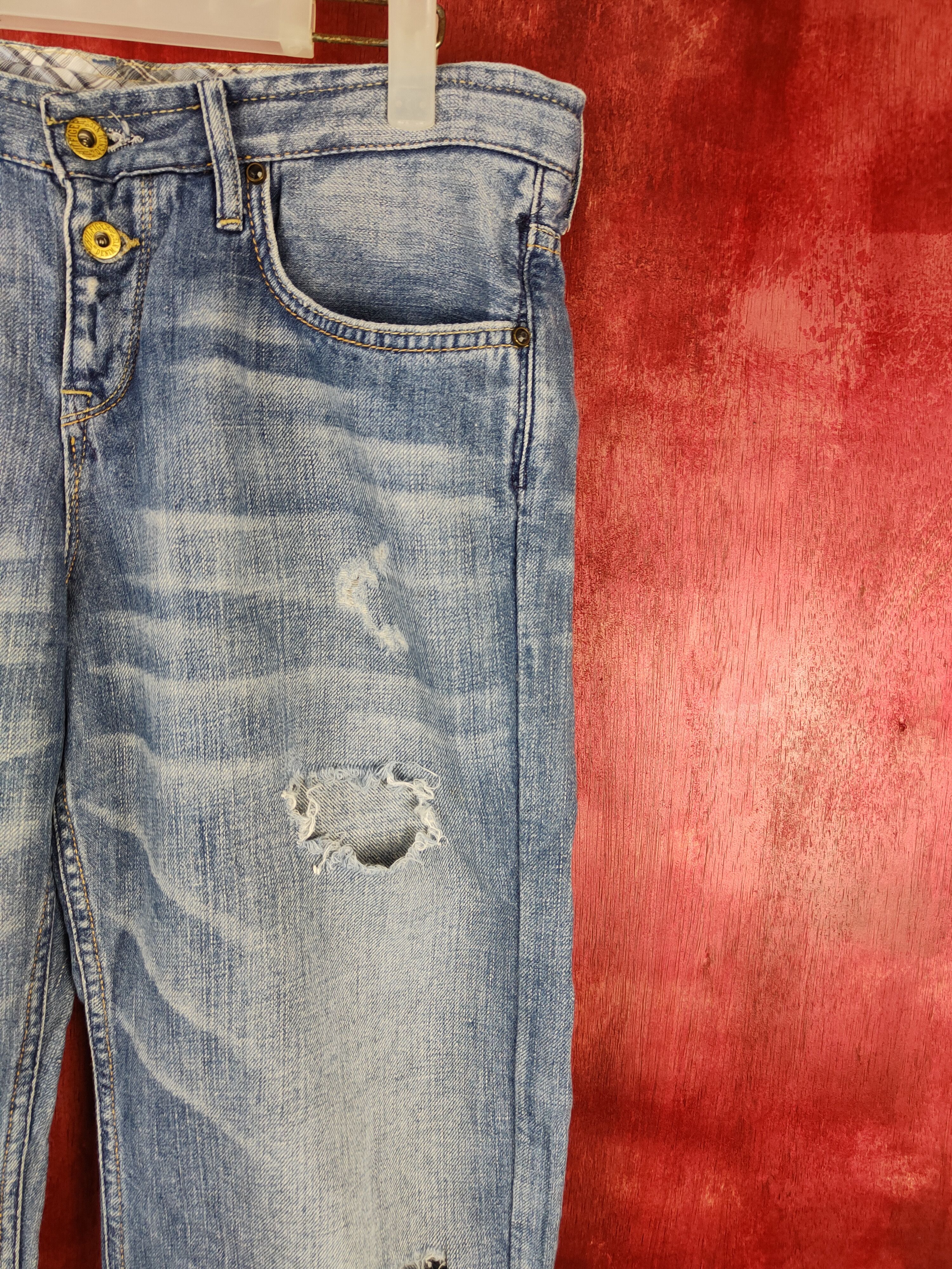 Japanese Brand DL Hilfiger Blue Ripped Distressed Soft Denim #5954 Size 28" / US 6 / IT 42 - 4 Thumbnail