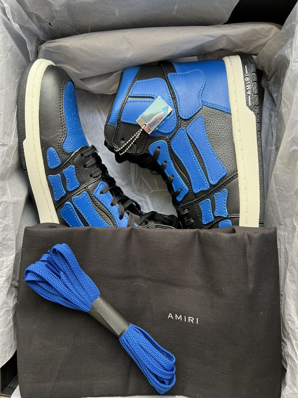 Amiri AMIRI SKEL HIGH SNEAKER BLACK BLUE SIZE 44 Size US 11 / EU 44 - 2 Thumbnail