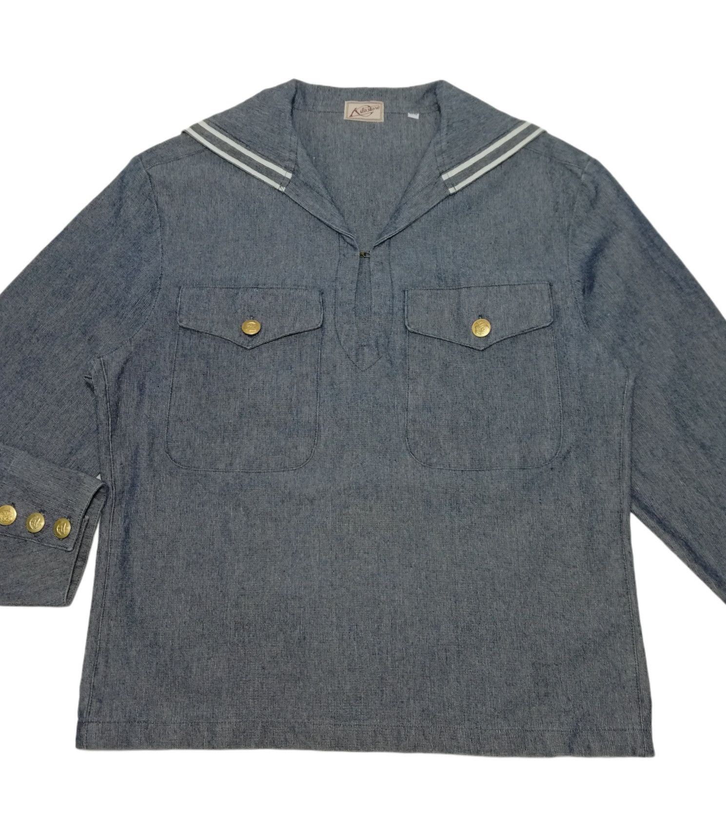Handmade × Japanese Brand × Vintage 🔥Vintage Japan Navy Blue Dress Jumper Uniform Denim Shirt Size US S / EU 44-46 / 1 - 5 Thumbnail