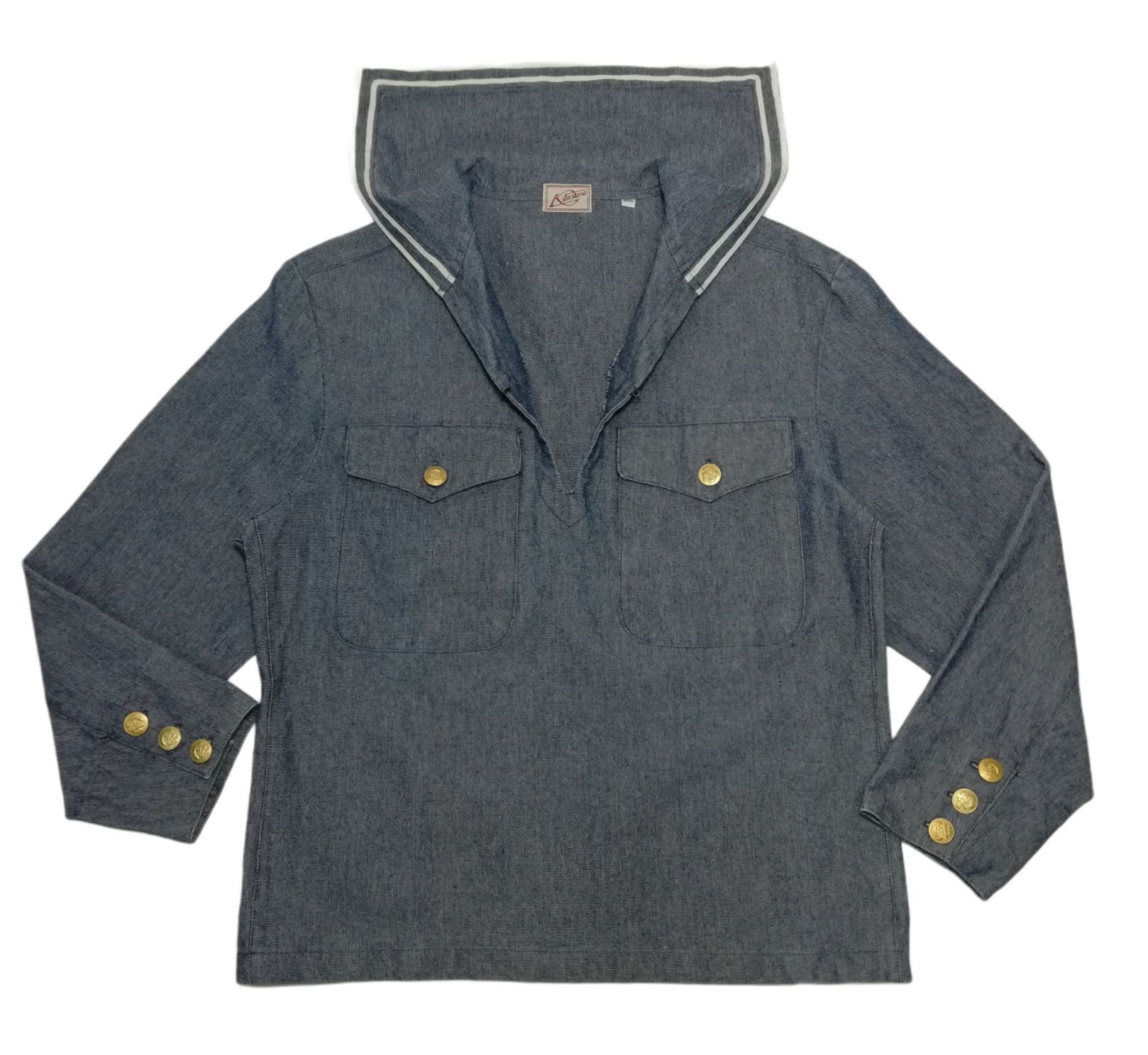 Handmade × Japanese Brand × Vintage 🔥Vintage Japan Navy Blue Dress Jumper Uniform Denim Shirt Size US S / EU 44-46 / 1 - 2 Thumbnail