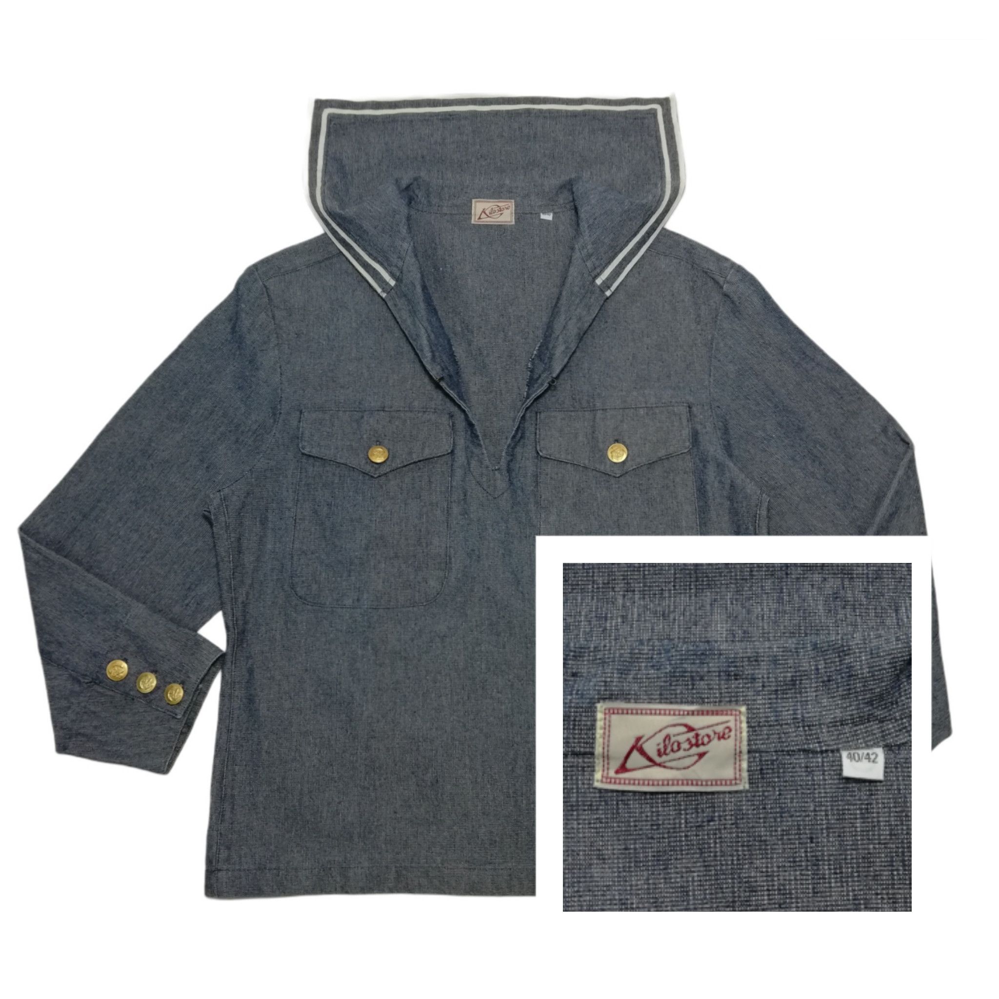 Handmade × Japanese Brand × Vintage 🔥Vintage Japan Navy Blue Dress Jumper Uniform Denim Shirt Size US S / EU 44-46 / 1 - 1 Thumbnail