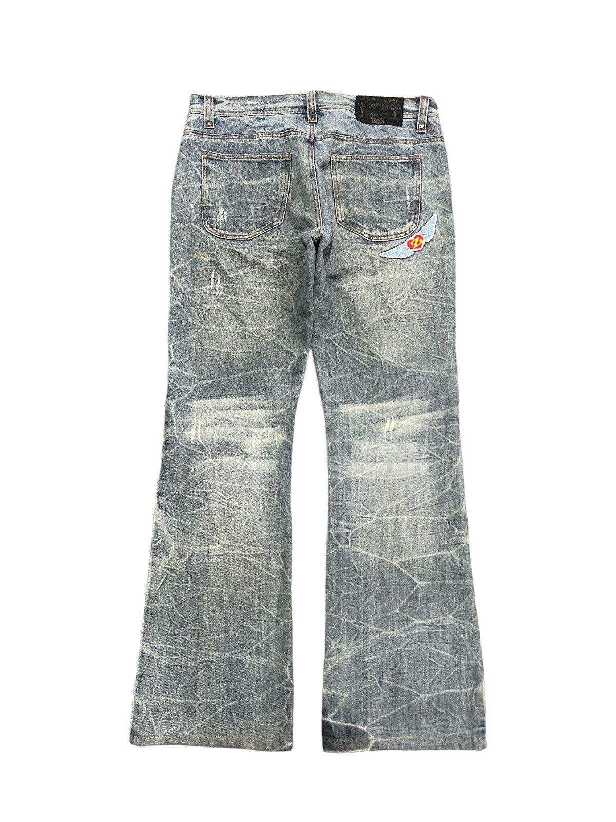 Japanese Brand FLARED💥THRASHED ZEROSAIL DISTRESSED DENIM PANTS Size US 30 / EU 46 - 5 Thumbnail
