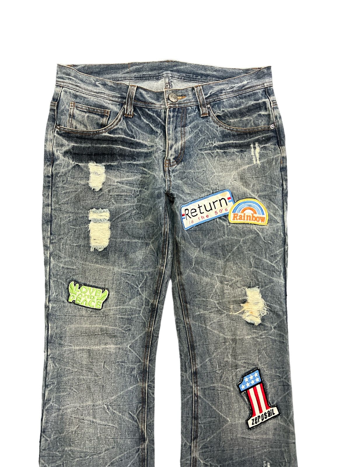 Japanese Brand FLARED💥THRASHED ZEROSAIL DISTRESSED DENIM PANTS Size US 30 / EU 46 - 3 Thumbnail