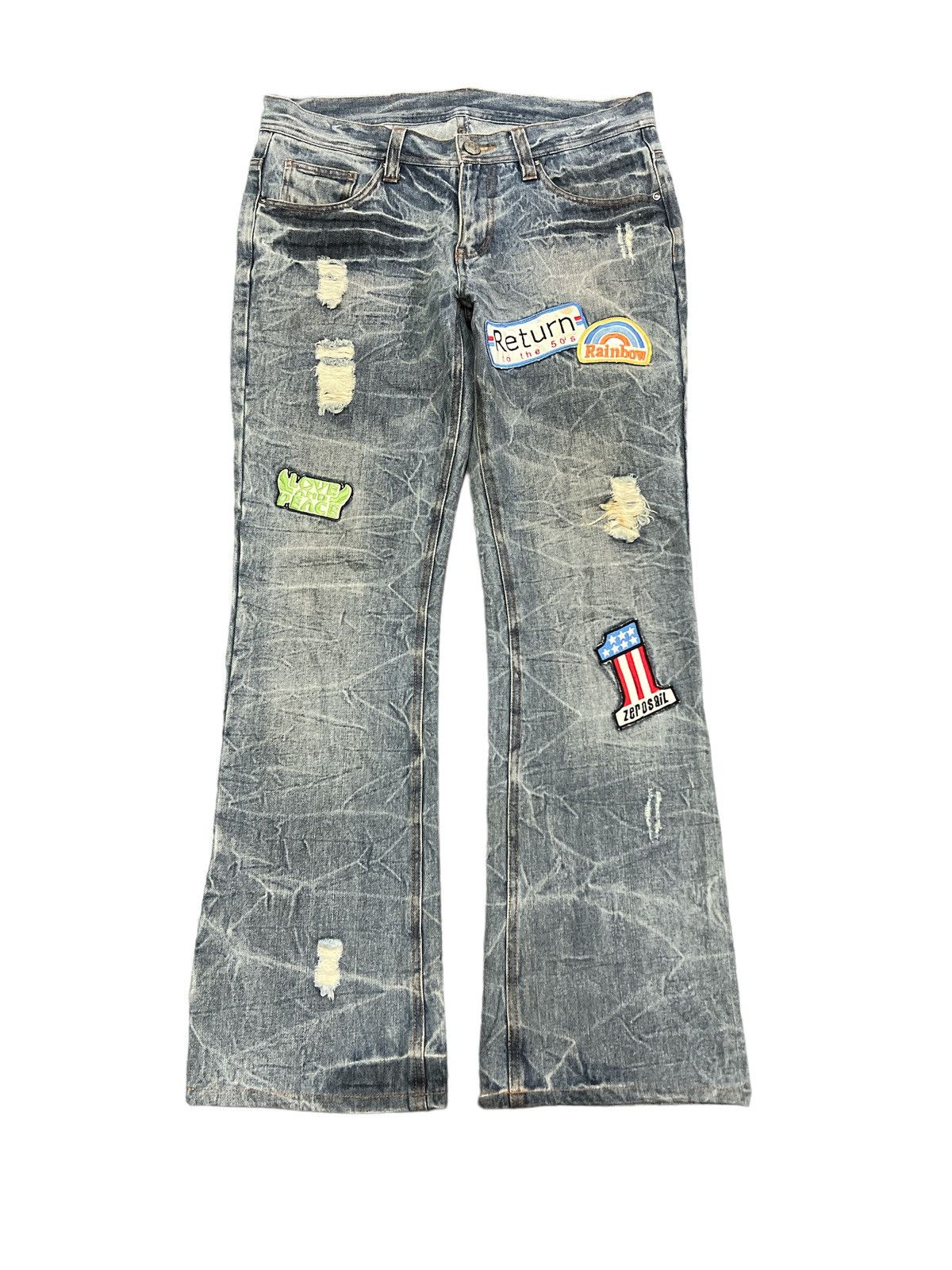 FLARED💥THRASHED ZEROSAIL DISTRESSED DENIM PANTS