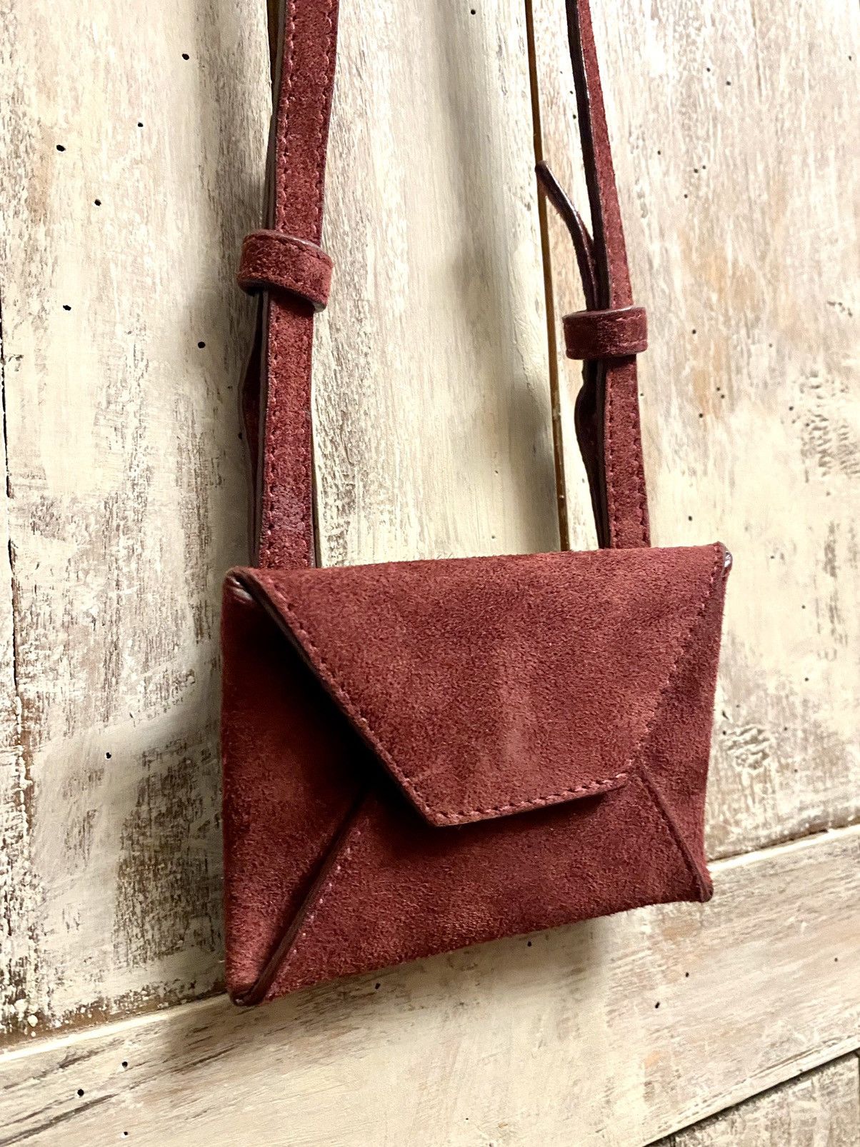 Ann Demeulemeester Ann Demeulemeester Wine Suede Envelope Pouch Size ONE SIZE - 8 Thumbnail