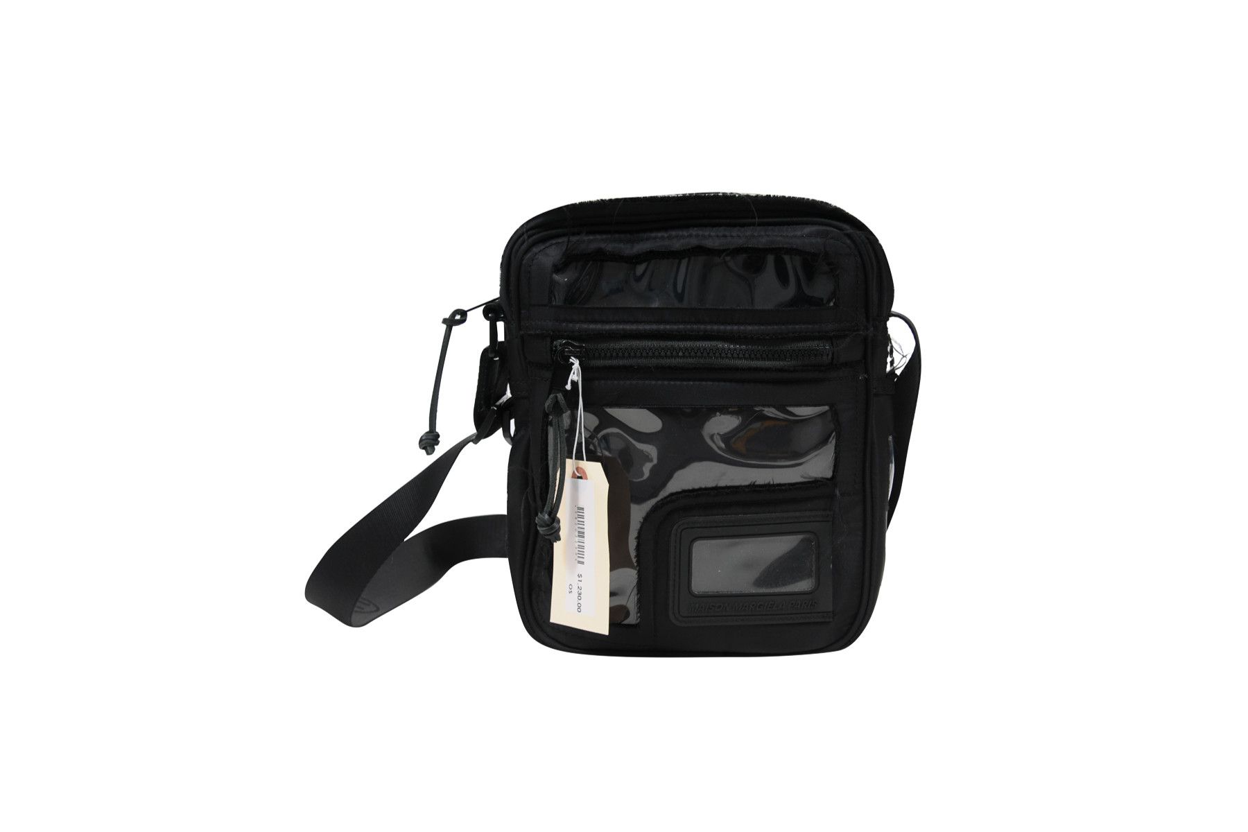 Pre-owned Maison Margiela Mm11 Distressed Fabric & Pvc Shoulder Messenger Bag - 00499 In Black