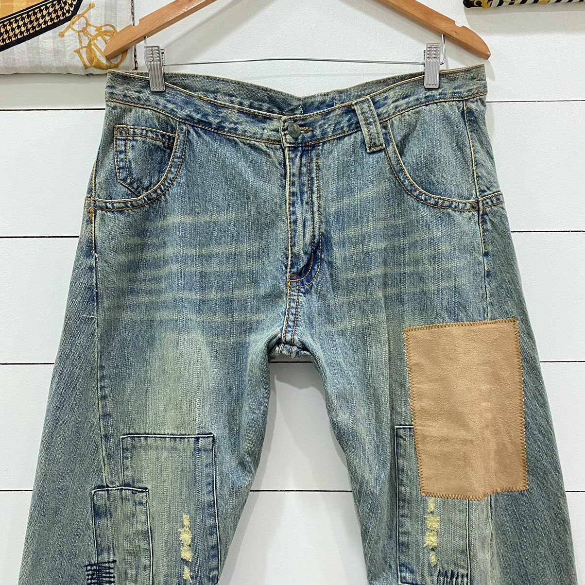 Japanese Brand × Vintage Distressed Patchwork Repaired Denim Jeans Kapital Style Size US 34 / EU 50 - 4 Thumbnail