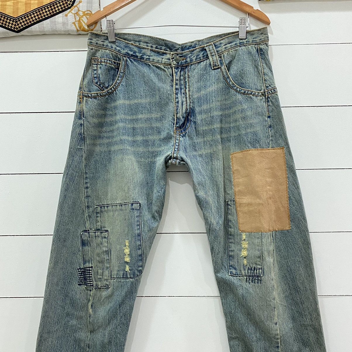 Japanese Brand × Vintage Distressed Patchwork Repaired Denim Jeans Kapital Style Size US 34 / EU 50 - 2 Thumbnail