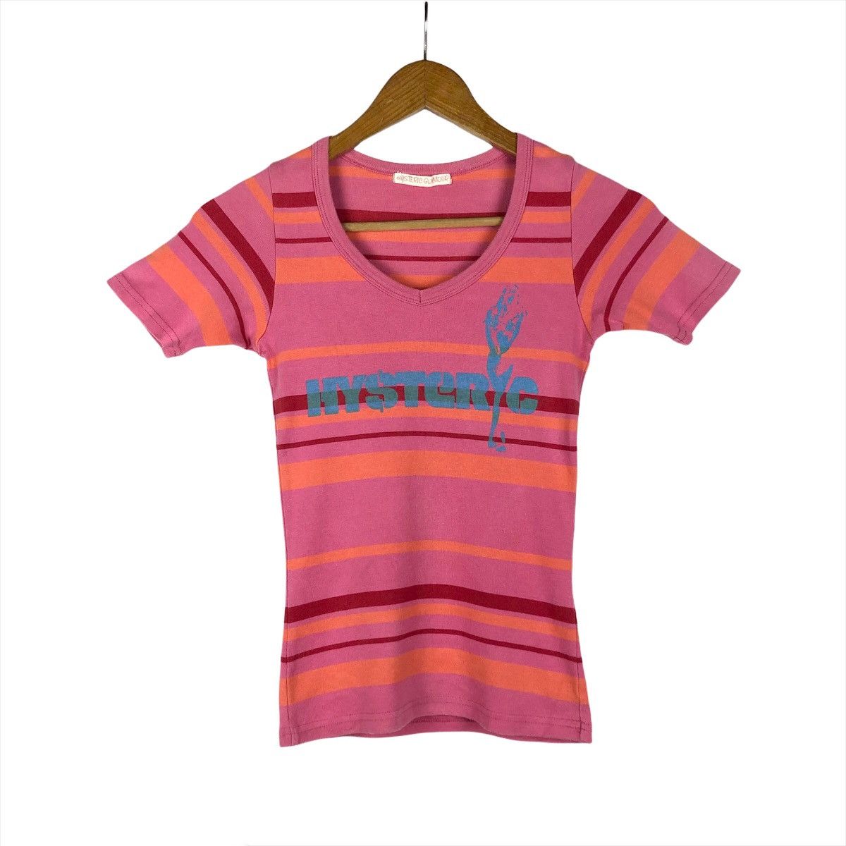 image of Hysteric Glamour Striped Tshirt in Pink Stripes, Women's (Size XS)