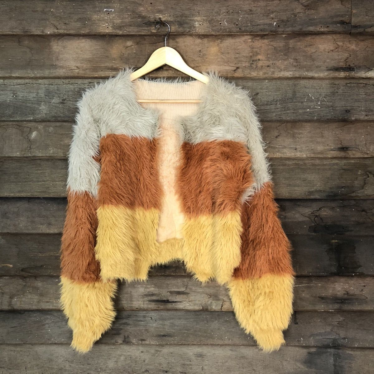 Homespun Knitwear DL Japan stripe Shaggy Fur Mohair Cardigan knitwear #6955 Size M / US 6-8 / IT 42-44 - 1 Thumbnail