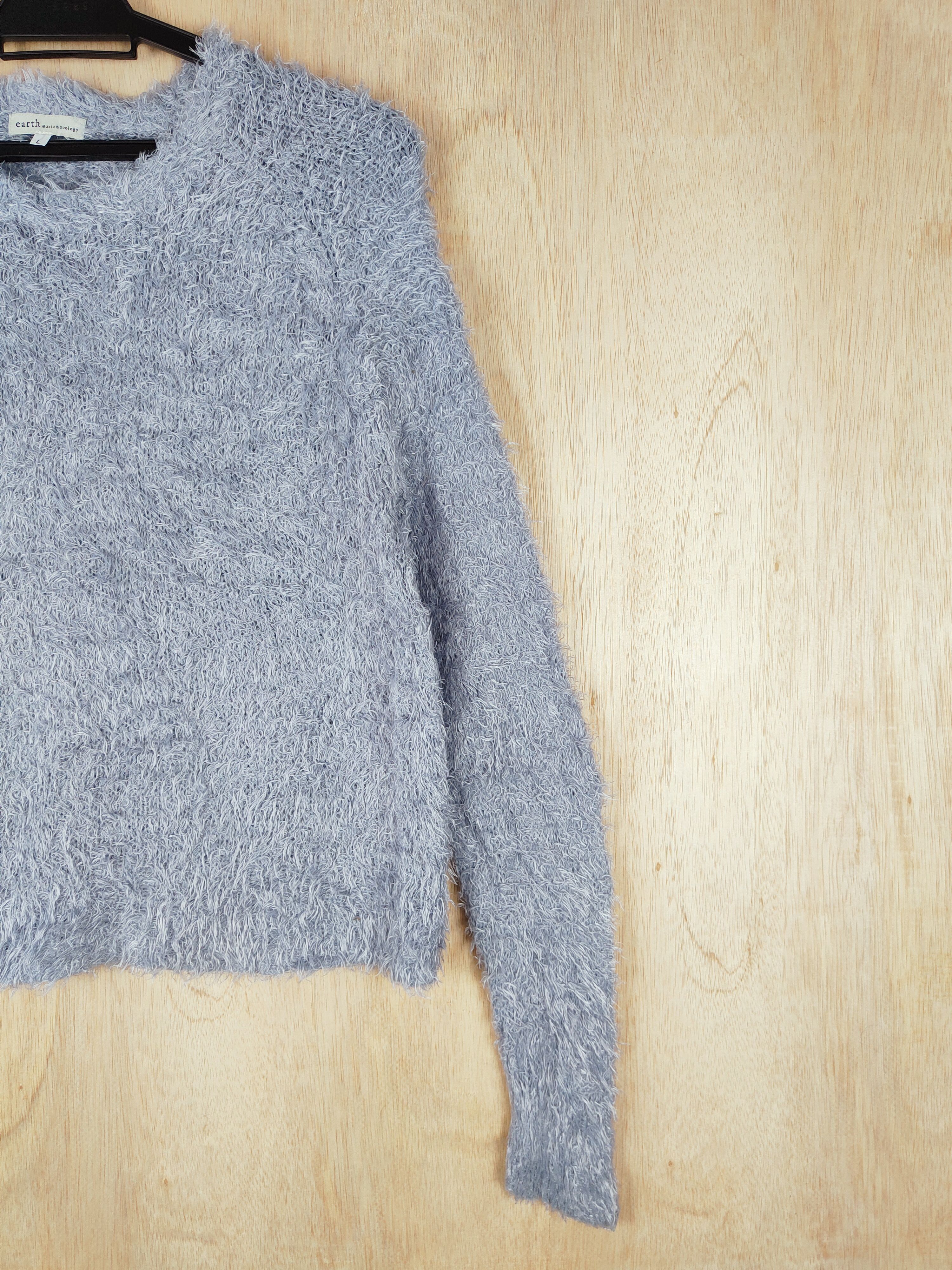 Vintage Earth Music&Ecology Light Blue Mohair Knitwear #S260 Size M / US 6-8 / IT 42-44 - 4 Thumbnail