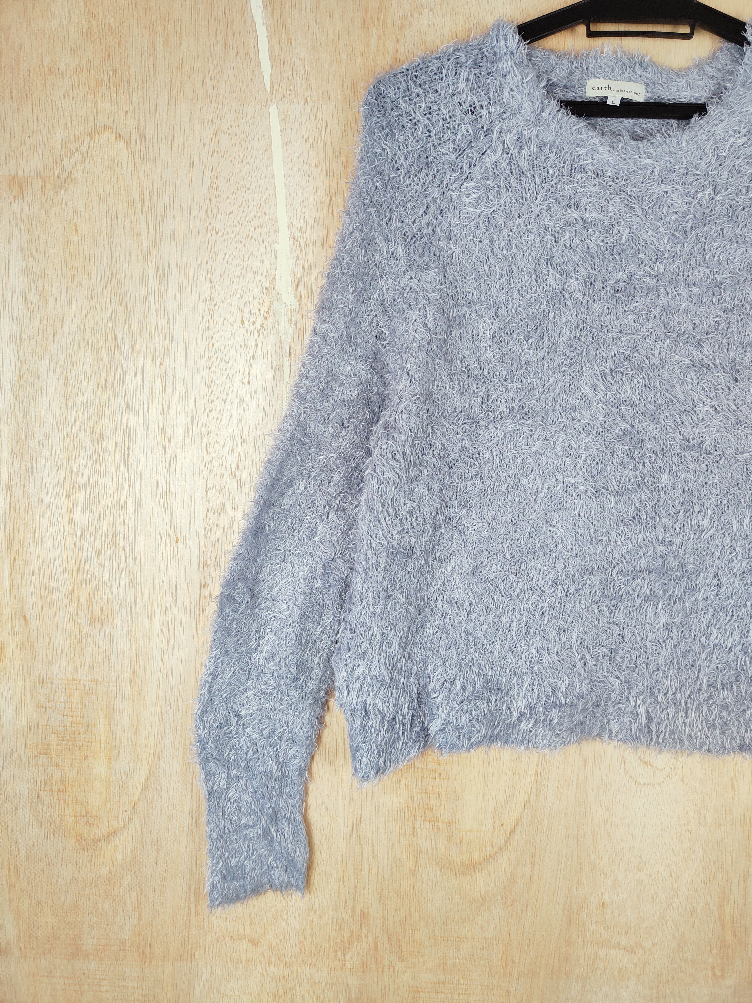 Vintage Earth Music&Ecology Light Blue Mohair Knitwear #S260 Size M / US 6-8 / IT 42-44 - 3 Thumbnail