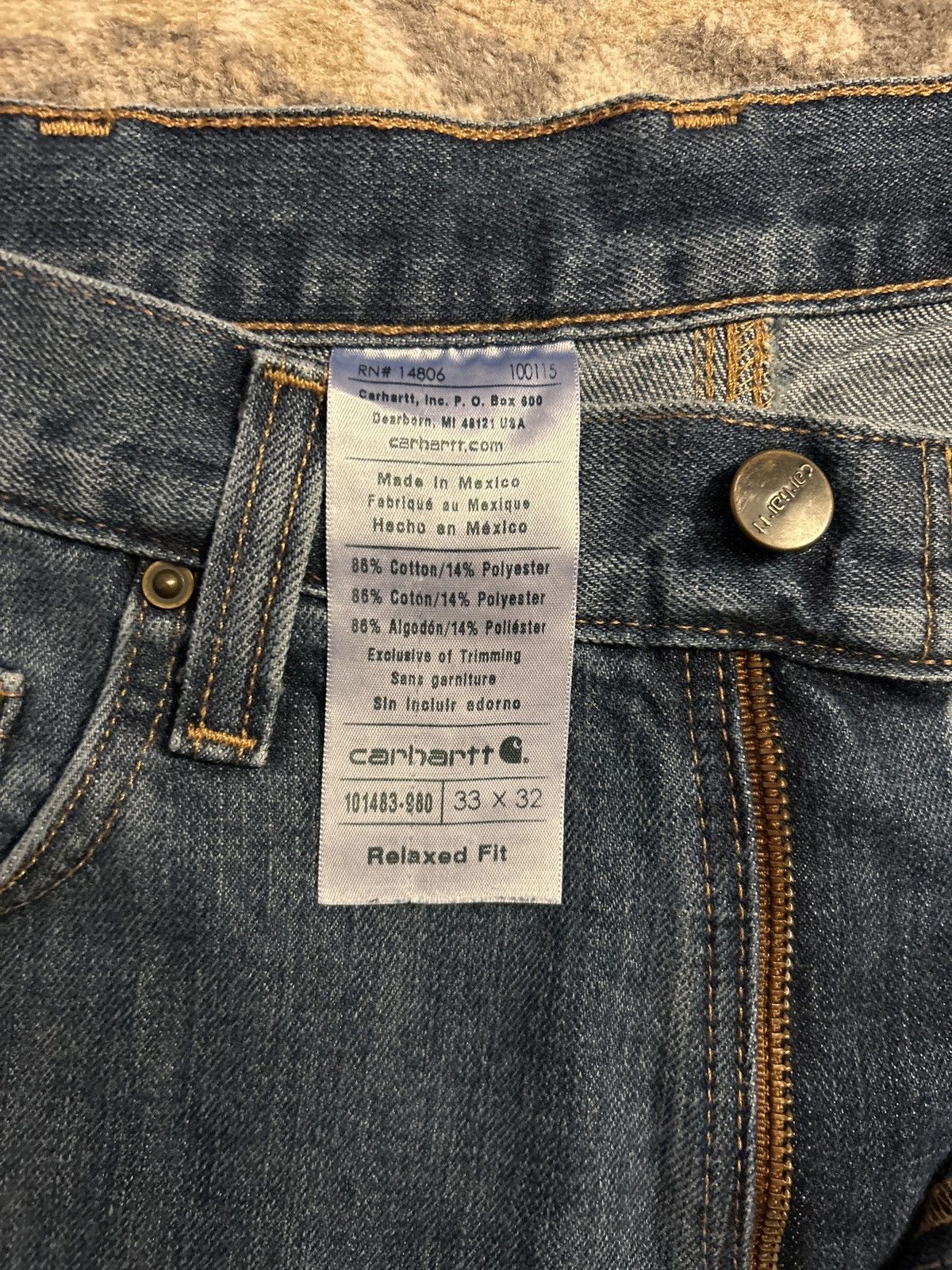 Carhartt × Jean Carhartt Cloth Patch Blue Denim Jeans Size US 33 - 5 Thumbnail