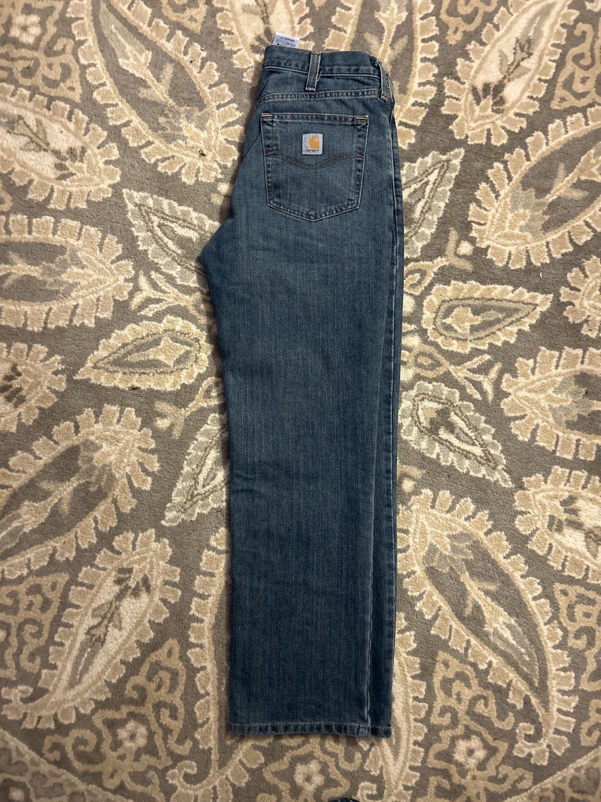 Carhartt × Jean Carhartt Cloth Patch Blue Denim Jeans Size US 33 - 1 Thumbnail
