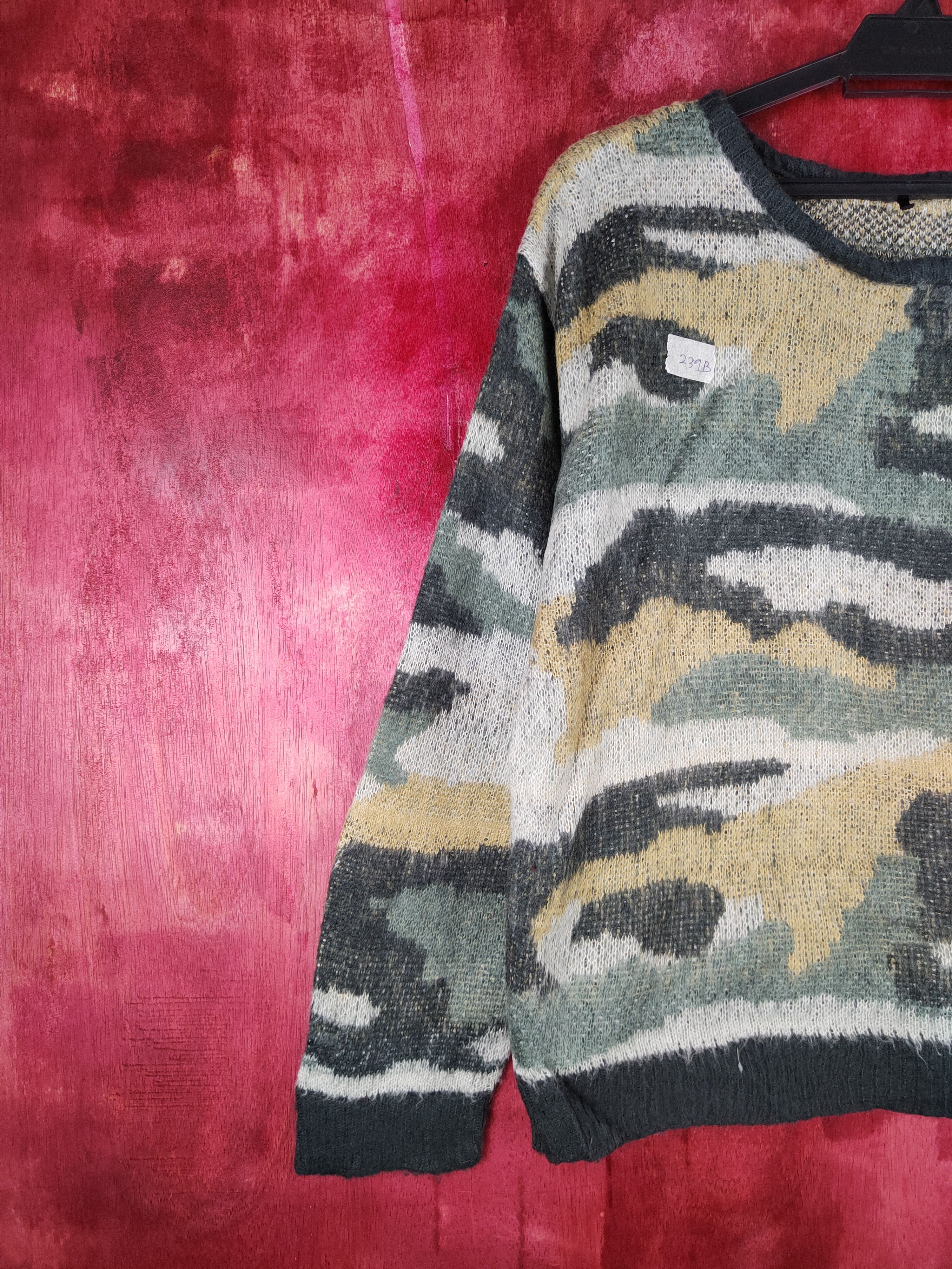Homespun Knitwear Japanese Brand Camo mohair Knitwear Sweatshirt #239B Size L / US 10 / IT 46 - 3 Thumbnail