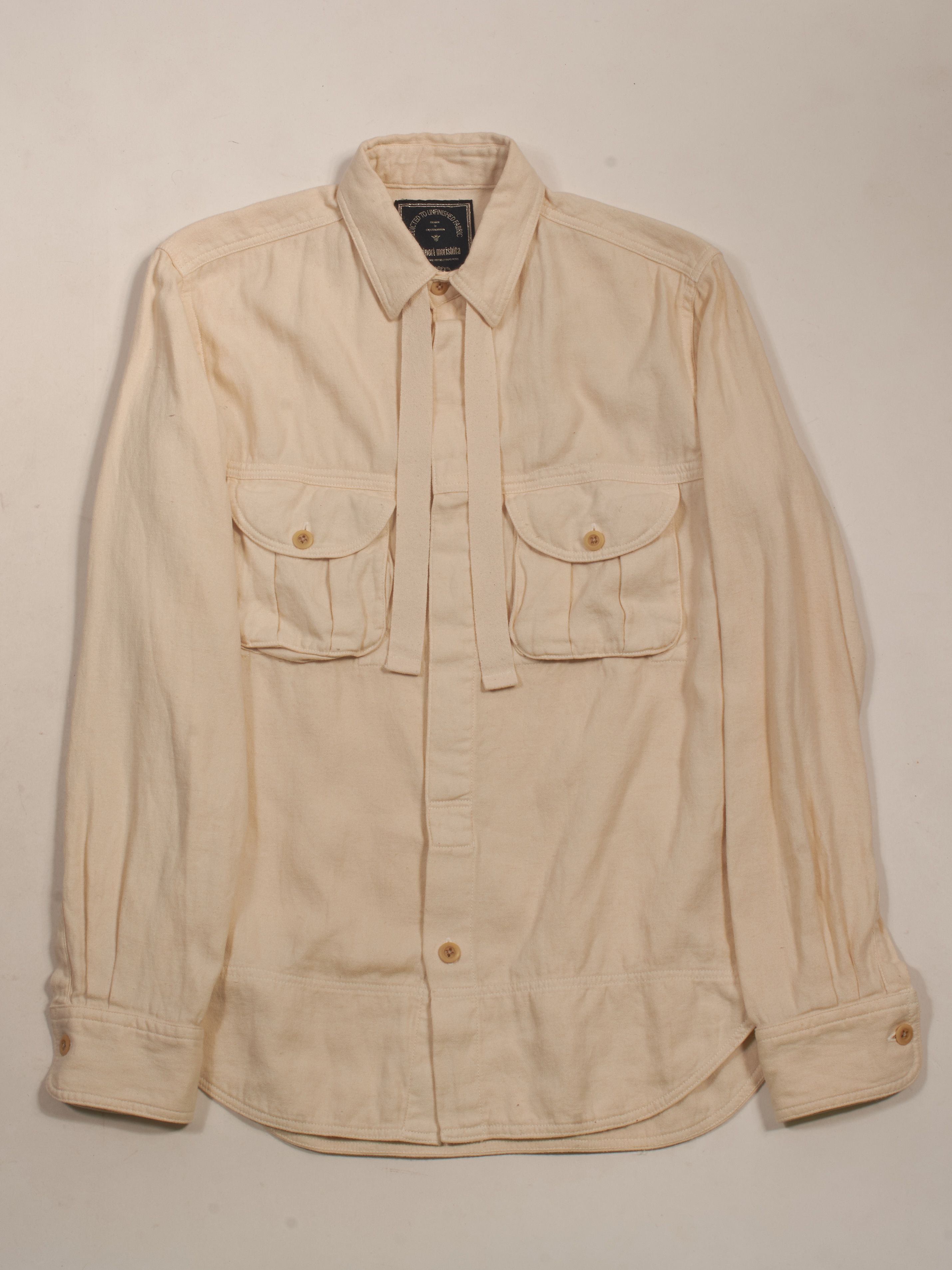 image of Kiminori Morishita Linen Shirt in Off White, Men's (Size Small)