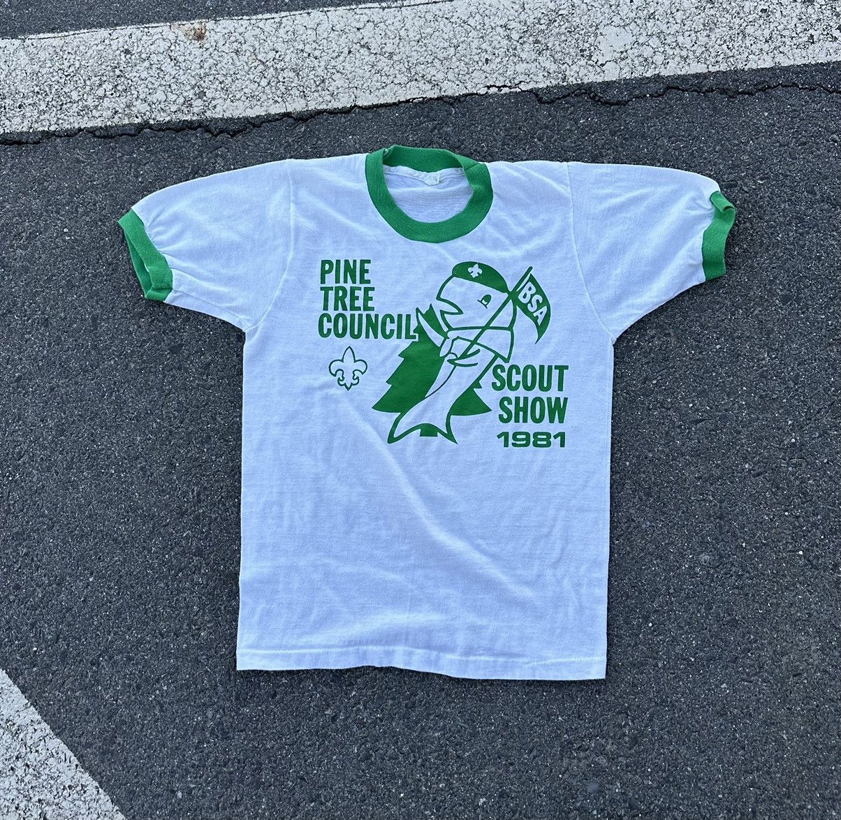 Vintage Vintage 80s Pine Tree Council Boy Scout Graphic Ringer Tee Size US XS / EU 42 / 0 - 1 Thumbnail