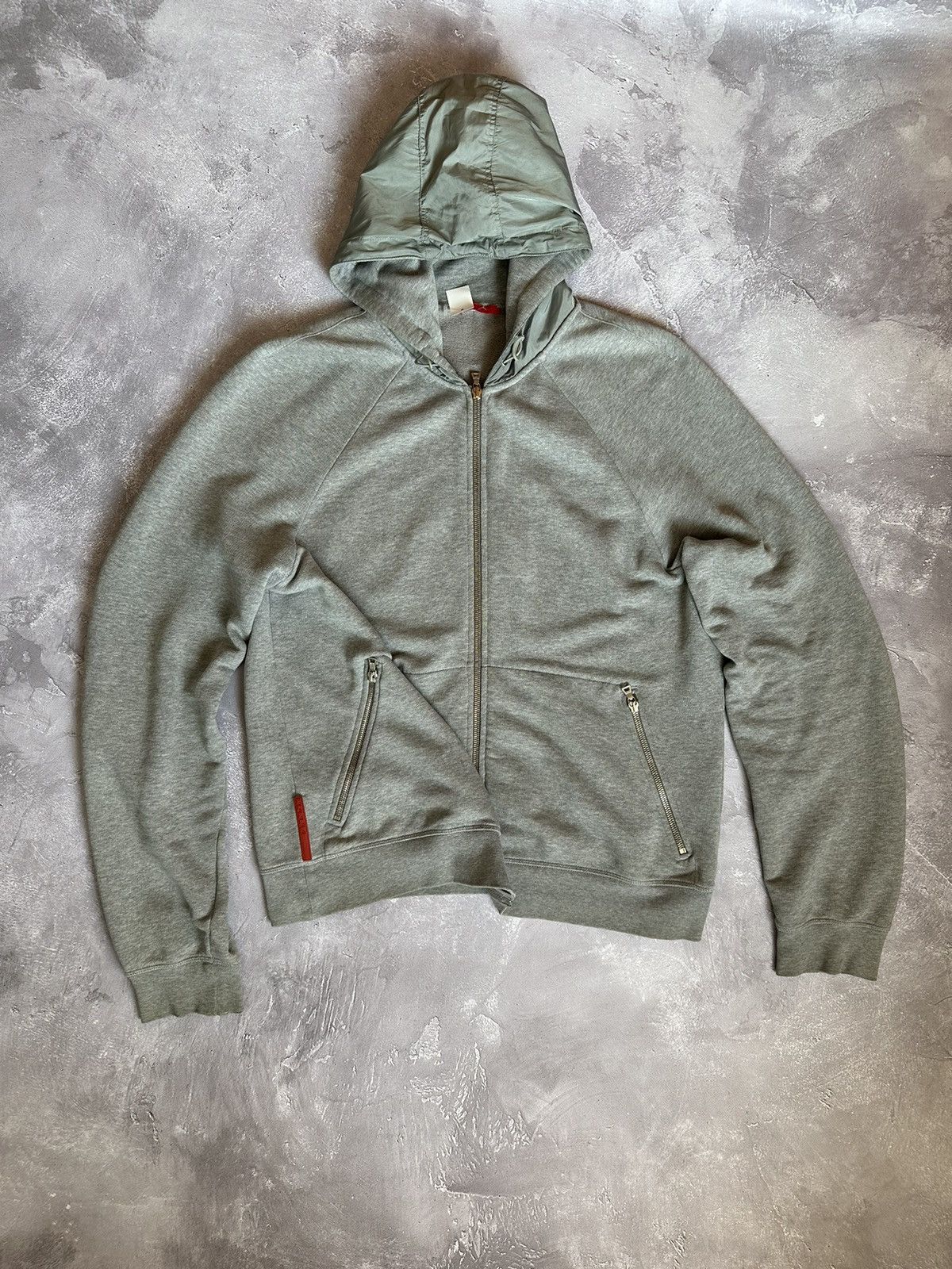 Prada Prada Red Tab Zip Up Hoodie With Nylon Hoodie Size US L / EU 52-54 / 3 - 17 Thumbnail