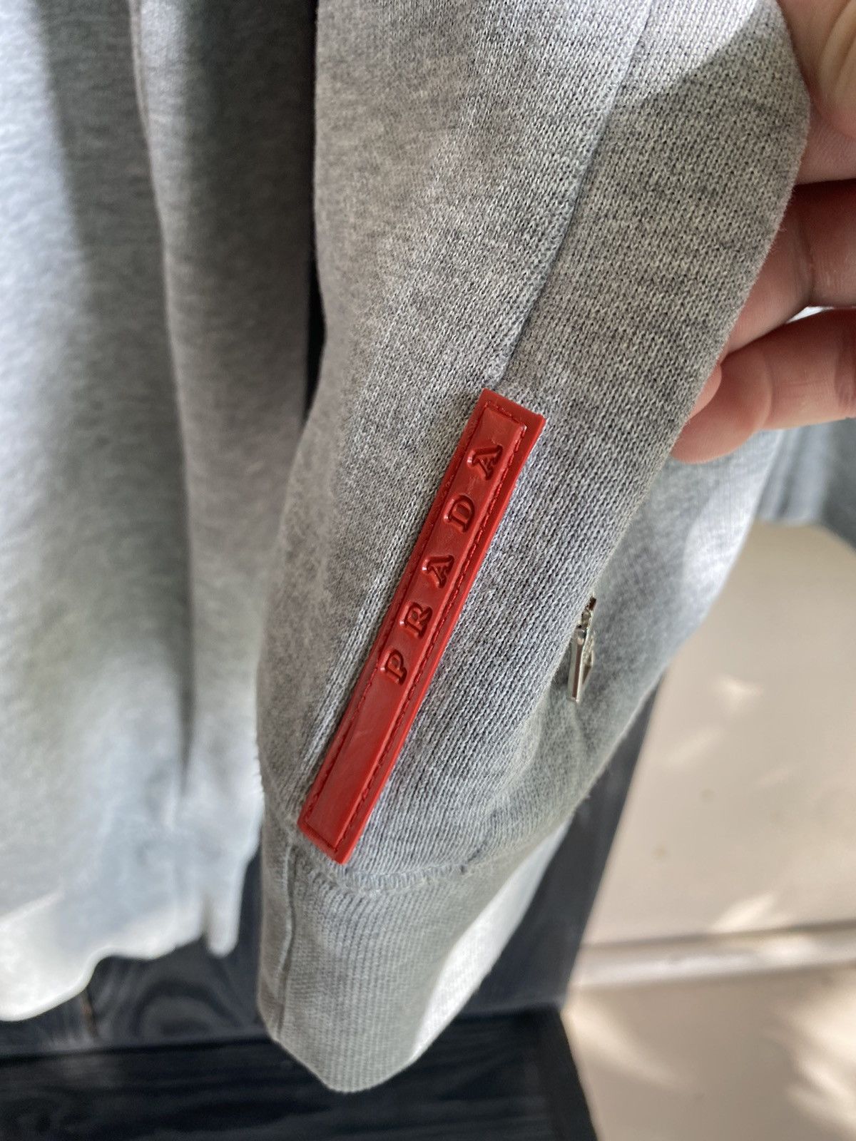Prada Prada Red Tab Zip Up Hoodie With Nylon Hoodie Size US L / EU 52-54 / 3 - 3 Thumbnail