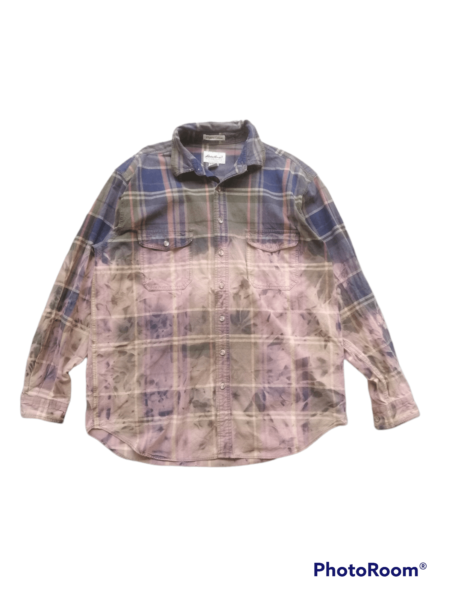 Flannel Eddie Bower Flannel Bleach Distressed Shirt Size US XL / EU 56 / 4 - 1 Thumbnail