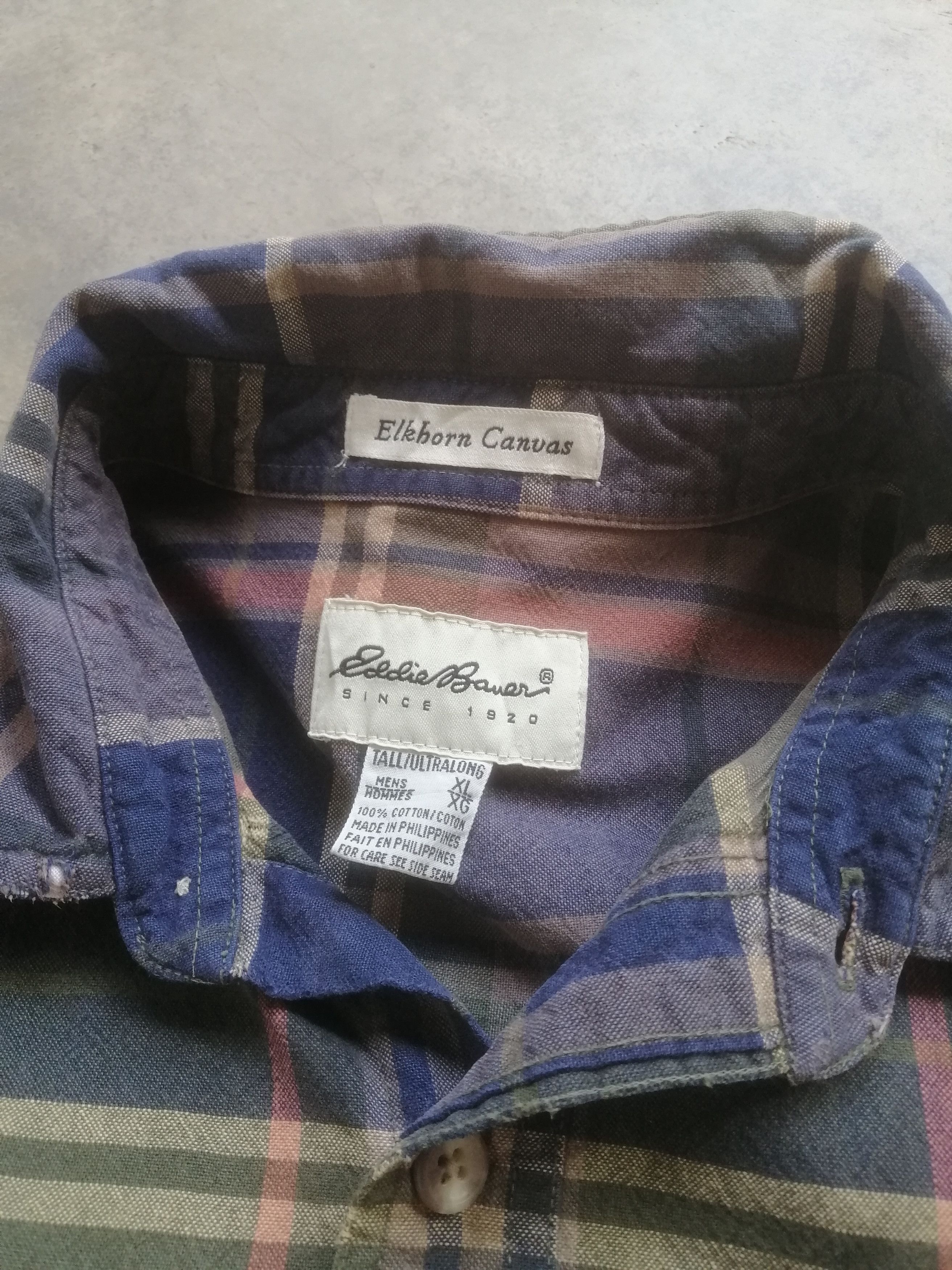 Flannel Eddie Bower Flannel Bleach Distressed Shirt Size US XL / EU 56 / 4 - 5 Thumbnail