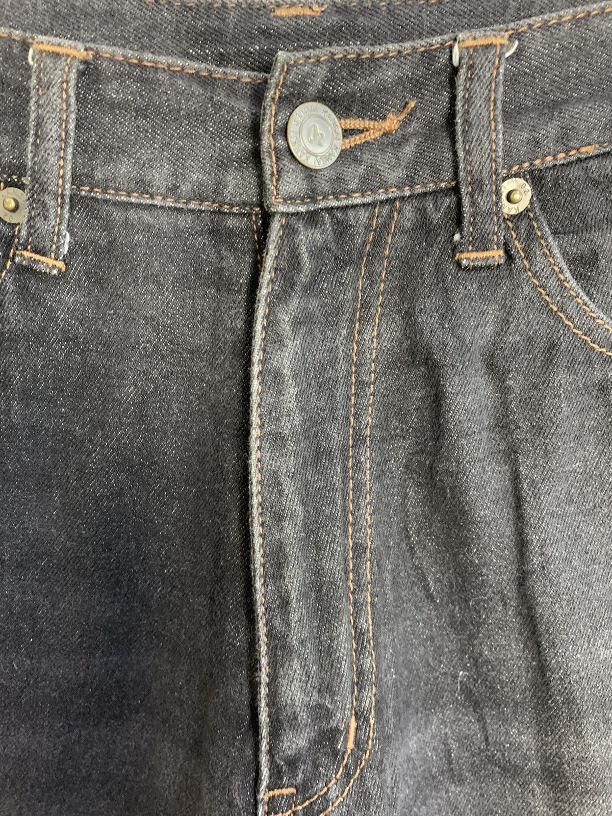 Japanese Brand 90s Kansai Yamamoto 02 Black Tapered Denim Jeans Size 25" / US 0 / IT 36 - 4 Thumbnail