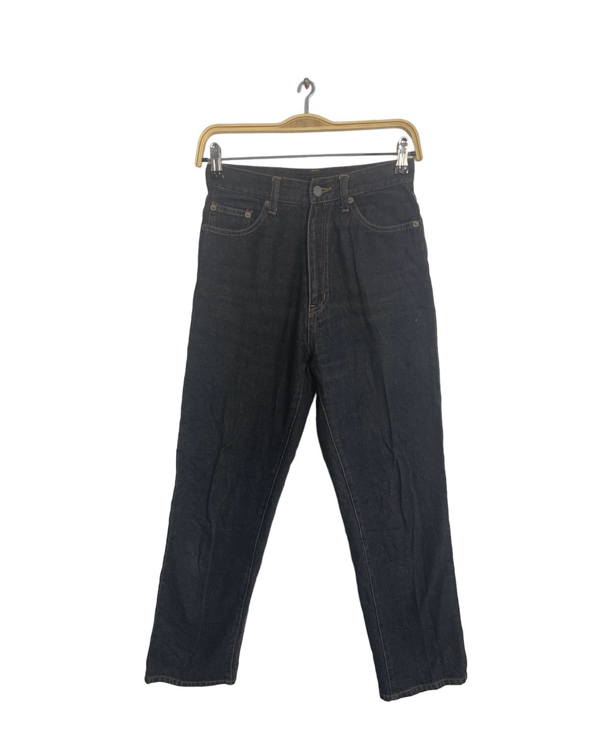 Japanese Brand 90s Kansai Yamamoto 02 Black Tapered Denim Jeans Size 25" / US 0 / IT 36 - 2 Thumbnail