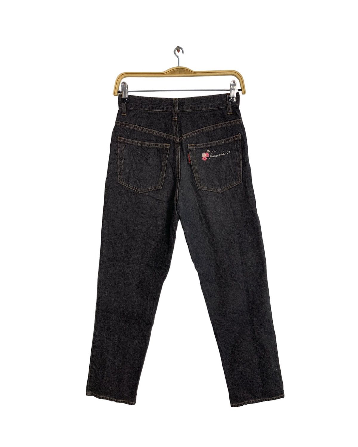 Japanese Brand 90s Kansai Yamamoto 02 Black Tapered Denim Jeans Size 25" / US 0 / IT 36 - 1 Thumbnail