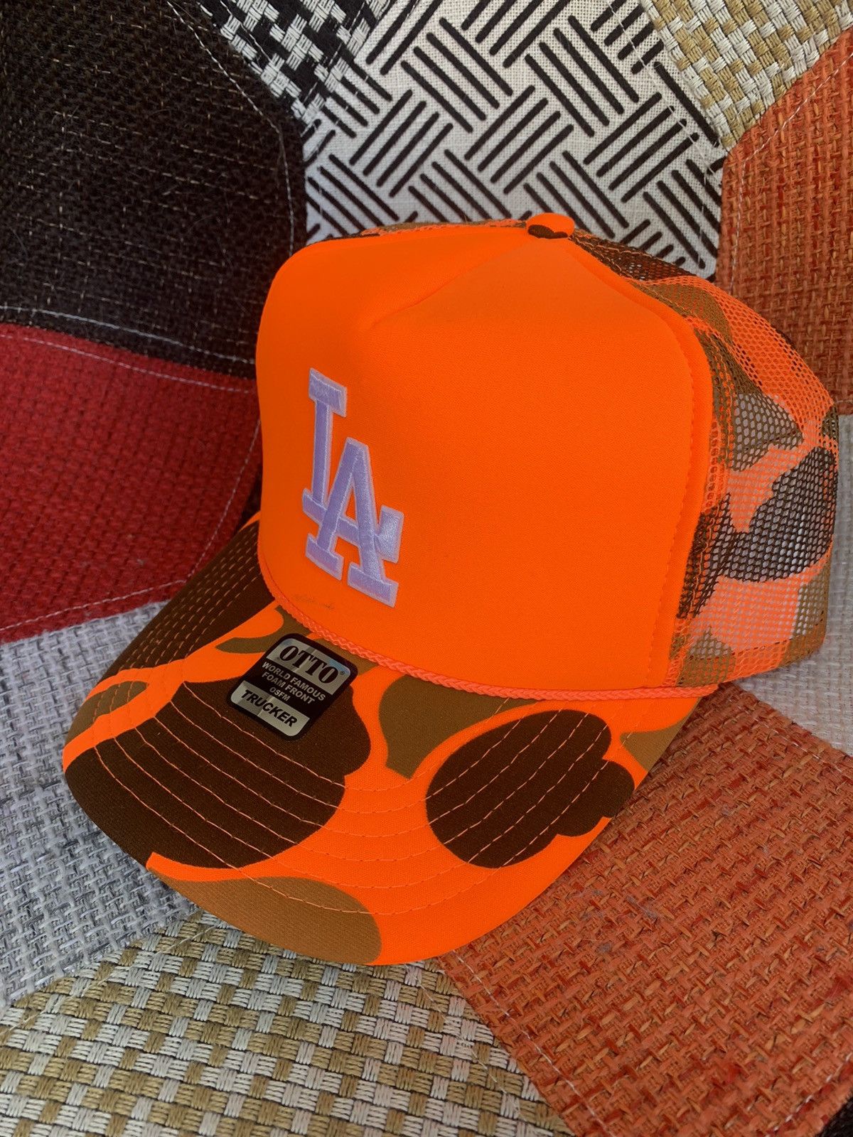 Other New LA Dodgers Orange Camo High Crown Trucker Hat Size ONE SIZE - 2 Thumbnail