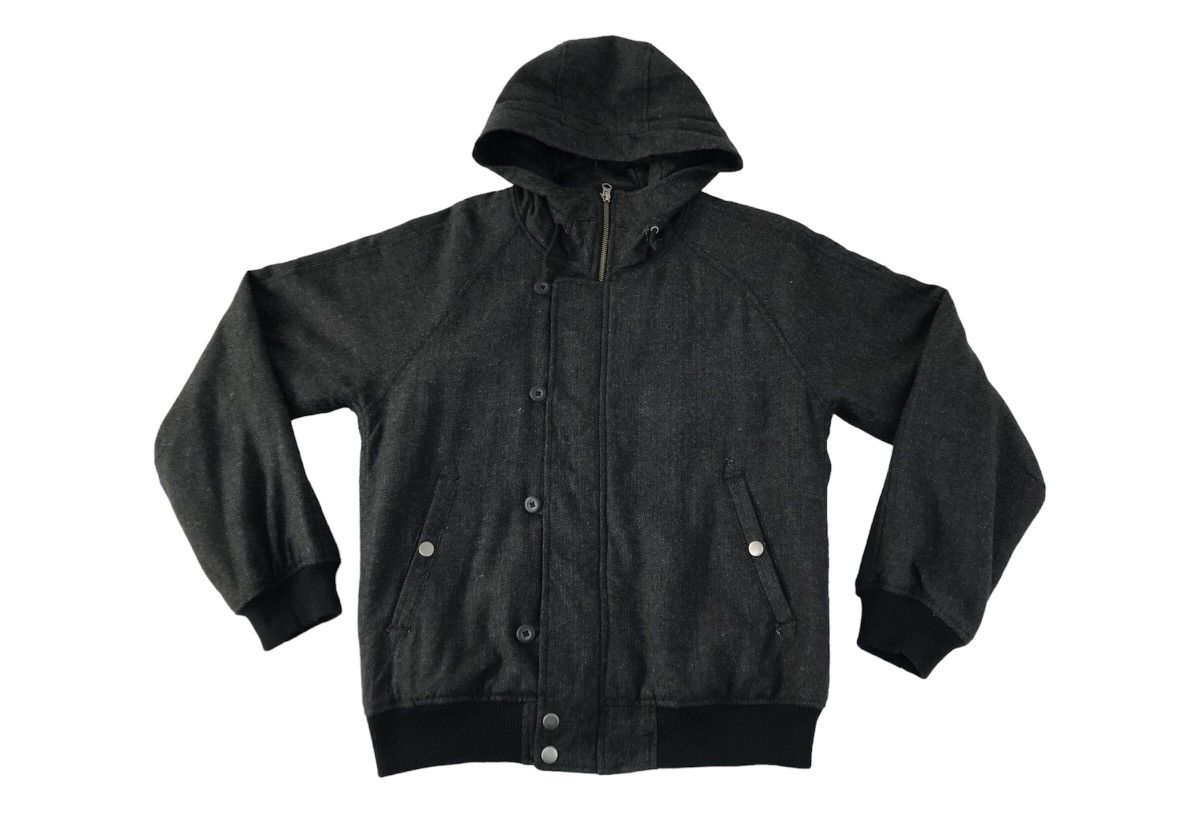 image of Gu Jacket Hoodie Button Up Style in Black, Men's (Size Medium)