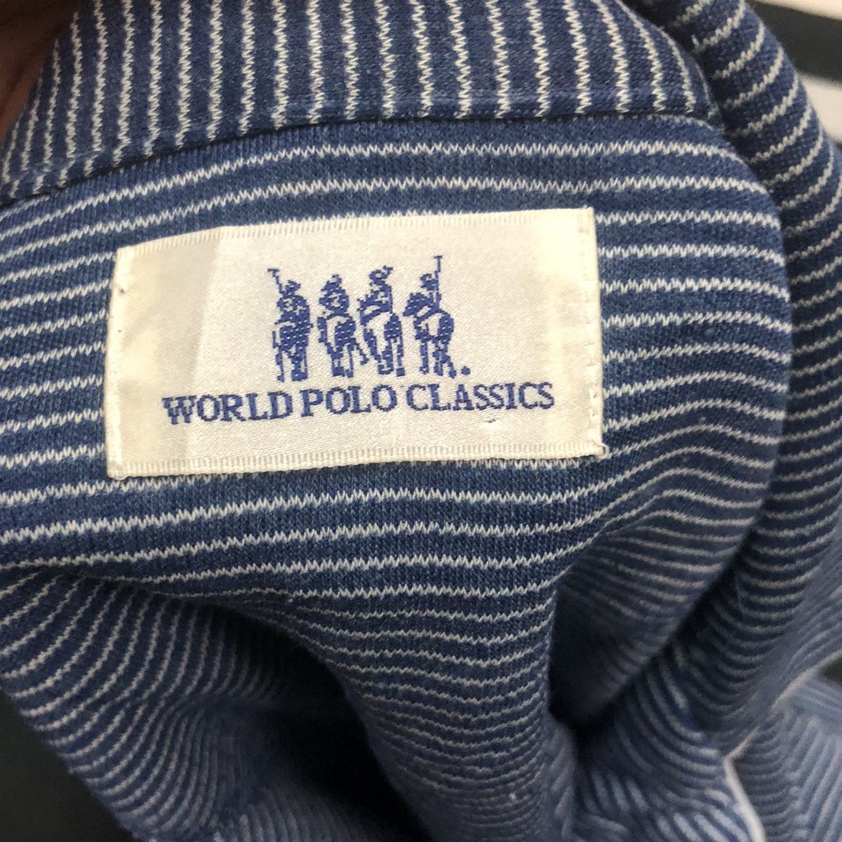 Japanese Brand Vintage World Polo Classic Button Ups Striped Sweater Size US L / EU 52-54 / 3 - 9 Thumbnail