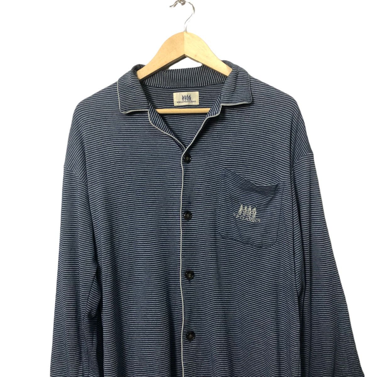 Japanese Brand Vintage World Polo Classic Button Ups Striped Sweater Size US L / EU 52-54 / 3 - 4 Thumbnail