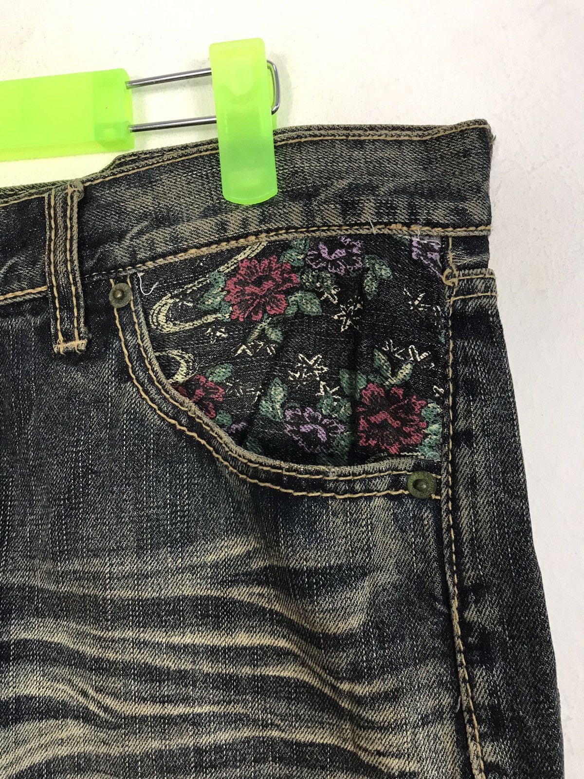 Japanese Brand Dragon Rose Art Embroidery Motif Jeans Pant Sukajan K1031j Size US 33 - 6 Thumbnail