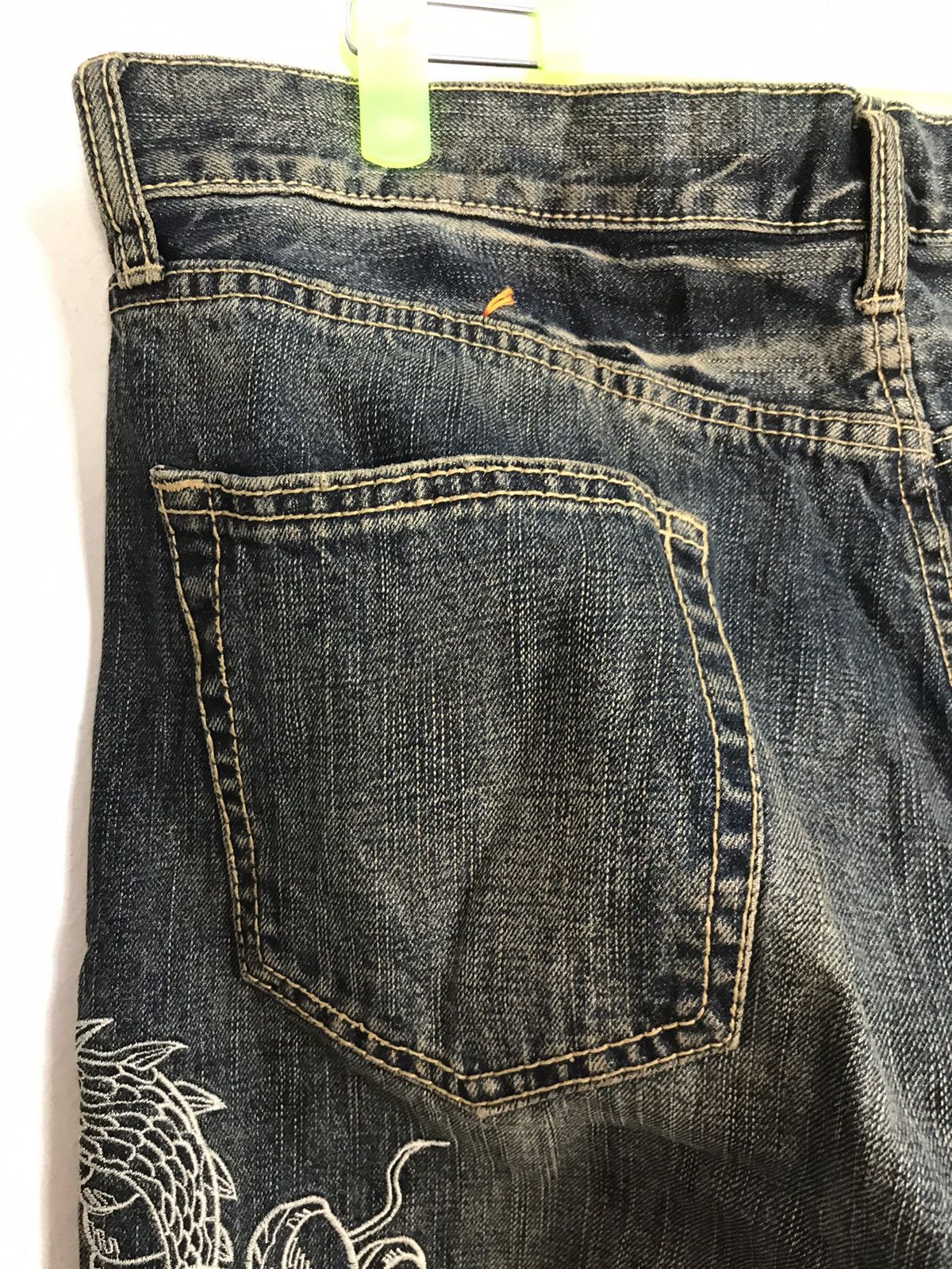 Japanese Brand Dragon Rose Art Embroidery Motif Jeans Pant Sukajan K1031j Size US 33 - 14 Thumbnail