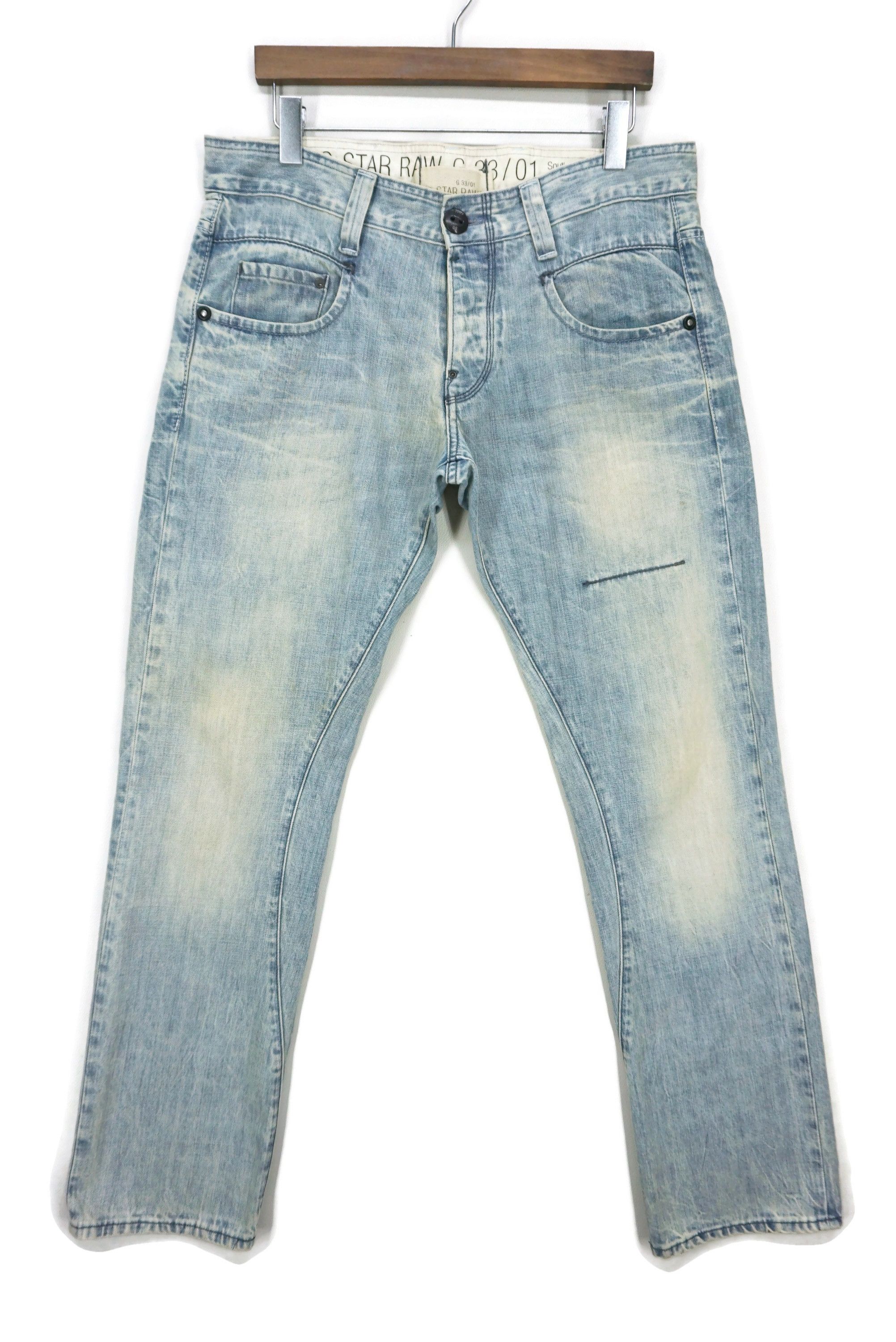 image of Distressed Denim x G Star Raw Slim Skinny Jeans G 33/01 Radar Narrow Rope Distressed Pants in Blue 