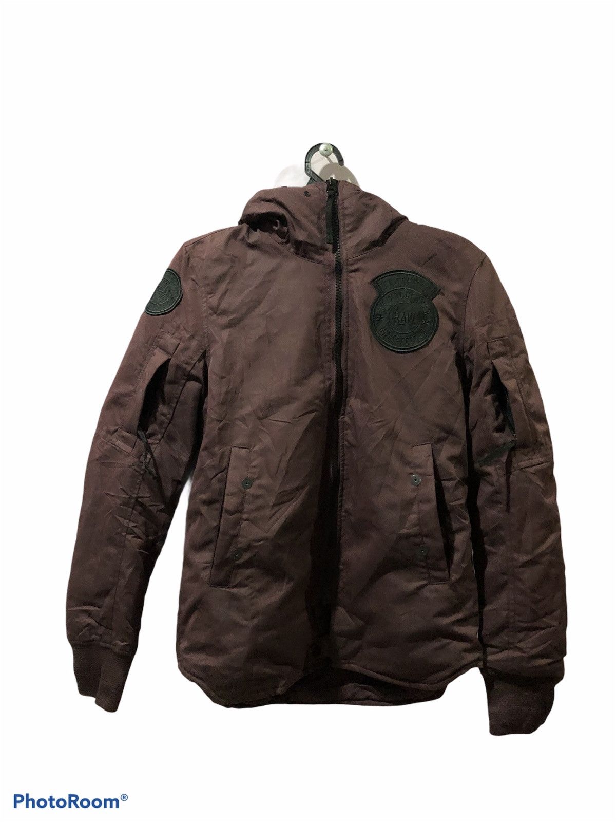 image of G Star Raw Jacket Hoodie in Chocolate, Men's (Size Medium)
