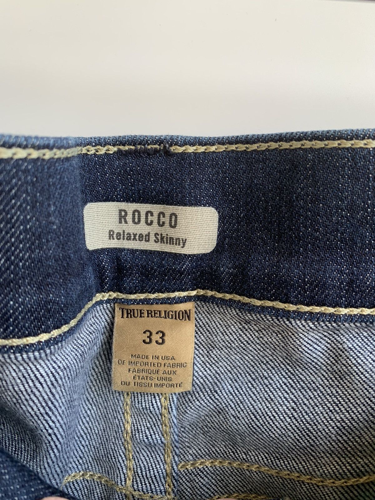 True Religion True Religion Rocco Dark Blue Denim Relaxed Skinny Jeans Size US 33 - 7 Thumbnail