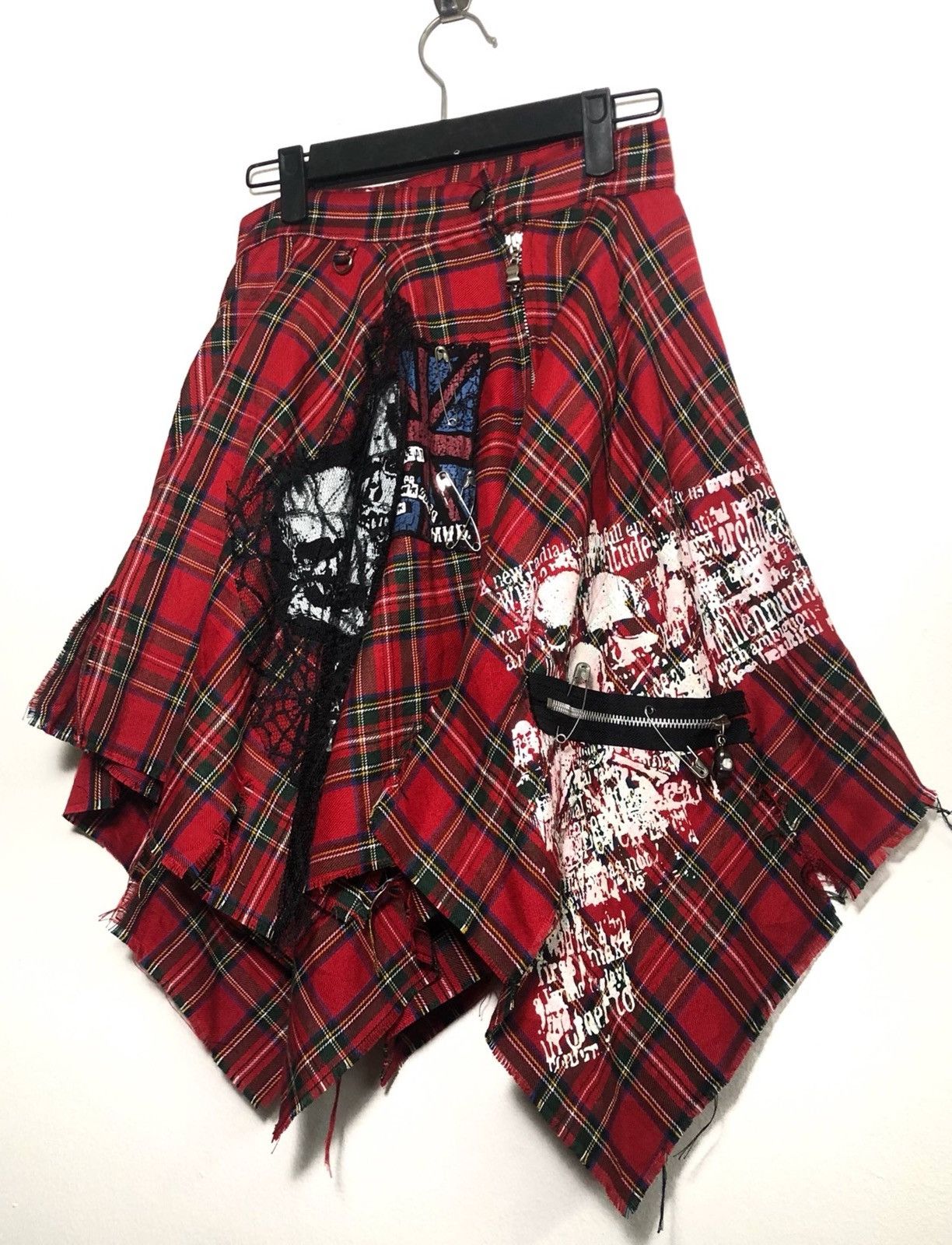 image of Designer Mad Punk Bondage Red Tartan Punker Skirt, Women's (Size 26)