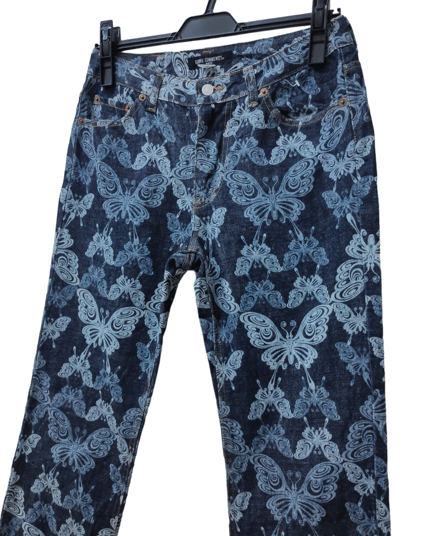 image of 20471120 x Beauty Beast Ozone Community Butterfly Printed Made In Japan Jeans in Blue (Size 28)