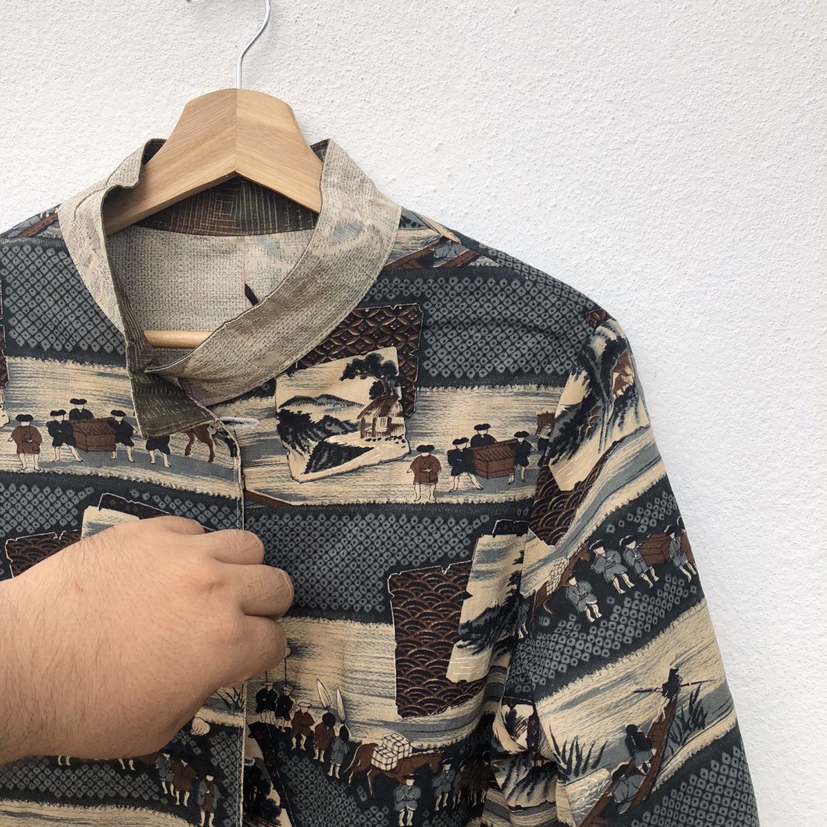 Japanese Brand VINTAGE JAPANESE TRADITIONAL RARE PRINTED BUTTON JACKET Size US M / EU 48-50 / 2 - 12 Thumbnail