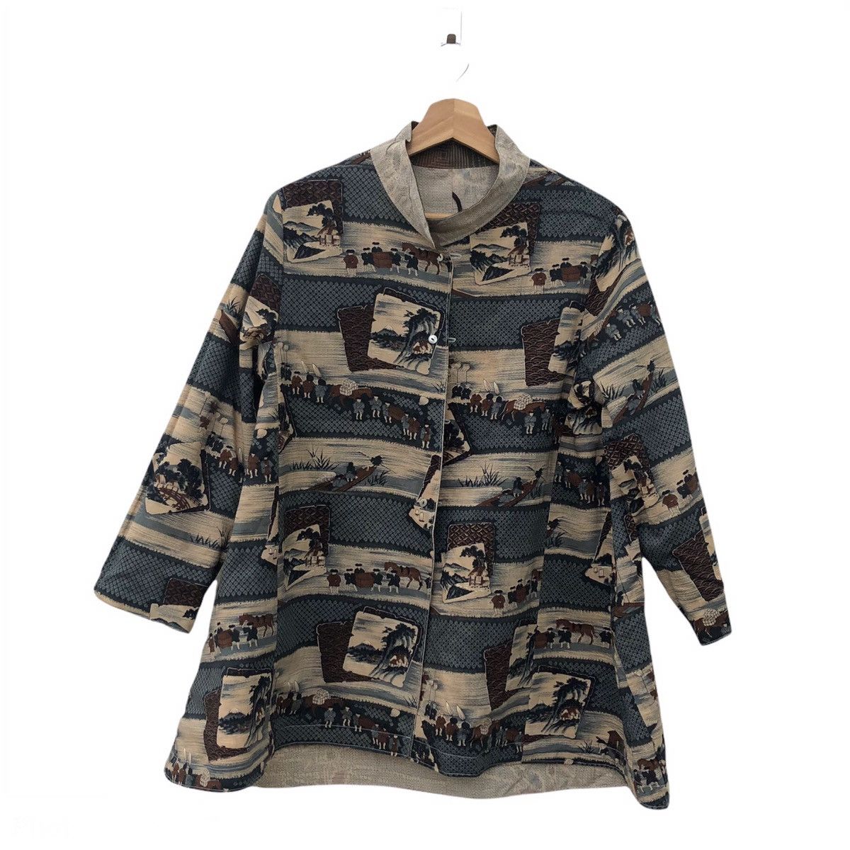 Japanese Brand VINTAGE JAPANESE TRADITIONAL RARE PRINTED BUTTON JACKET Size US M / EU 48-50 / 2 - 1 Thumbnail