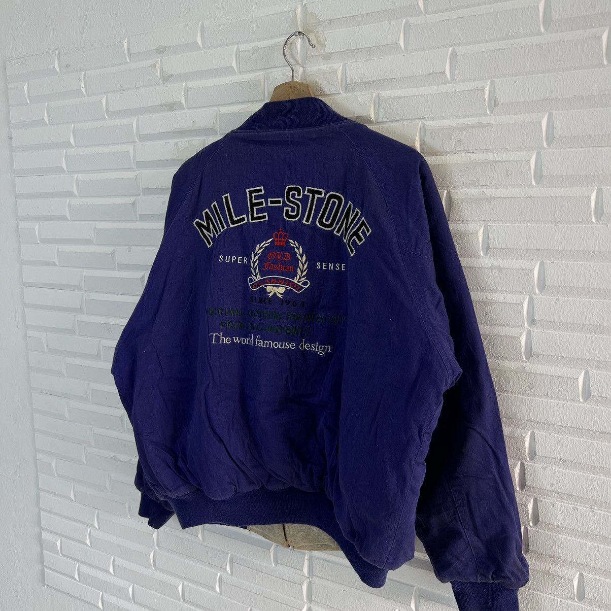 Japanese Brand VINTAGE MILE STONE BOMBER JACKET REVERSIBLE BIG LOGO Size US L / EU 52-54 / 3 - 7 Thumbnail