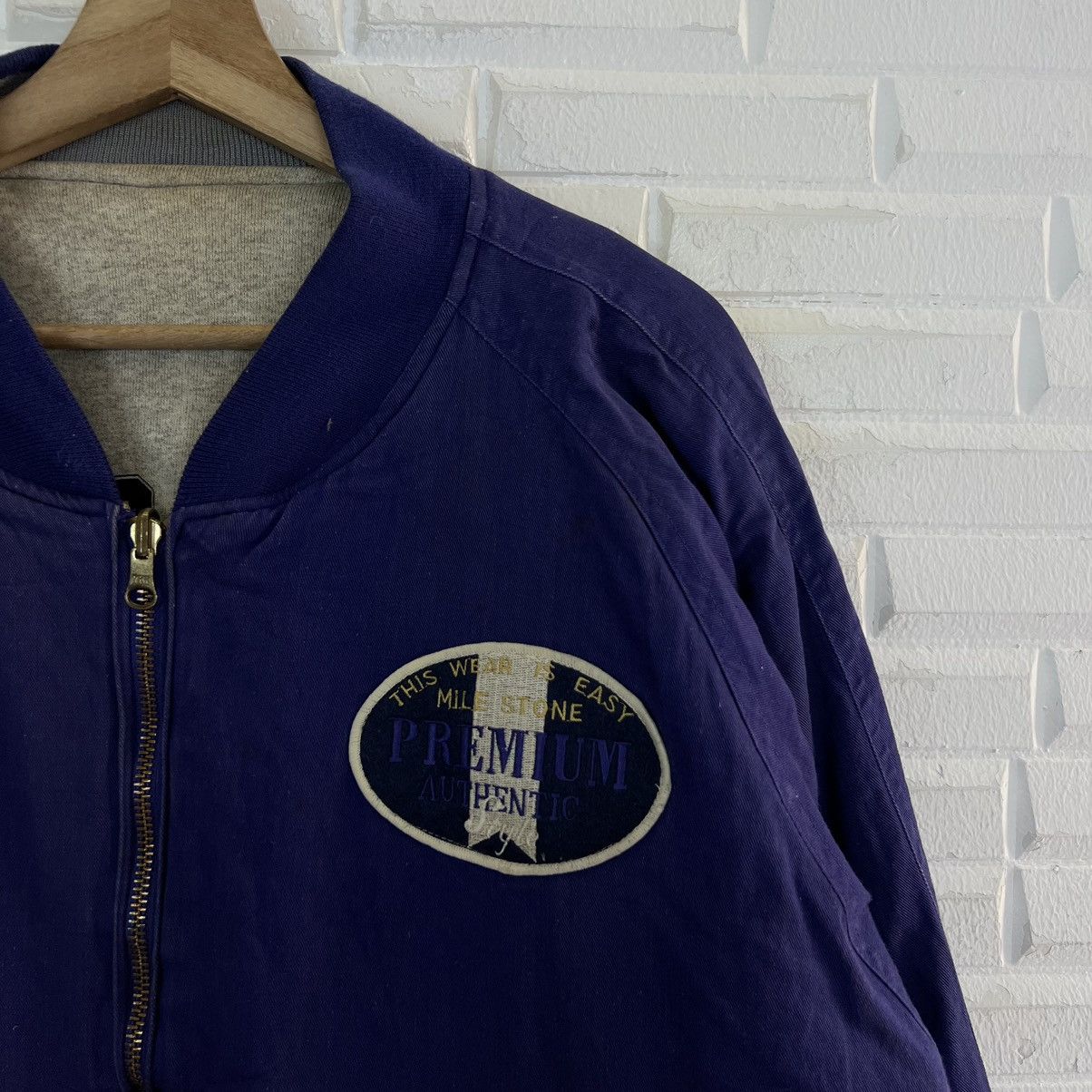 Japanese Brand VINTAGE MILE STONE BOMBER JACKET REVERSIBLE BIG LOGO Size US L / EU 52-54 / 3 - 6 Thumbnail