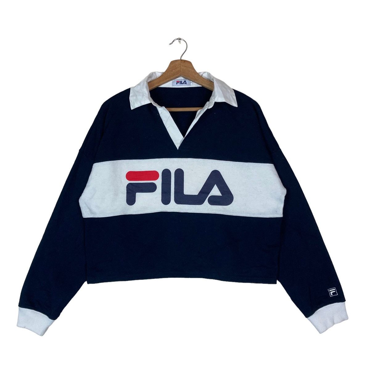 Fila Vintage Fila Two Tone Spell Out Crop Top Womenswear Pullover Size L / US 10 / IT 46 - 1 Thumbnail